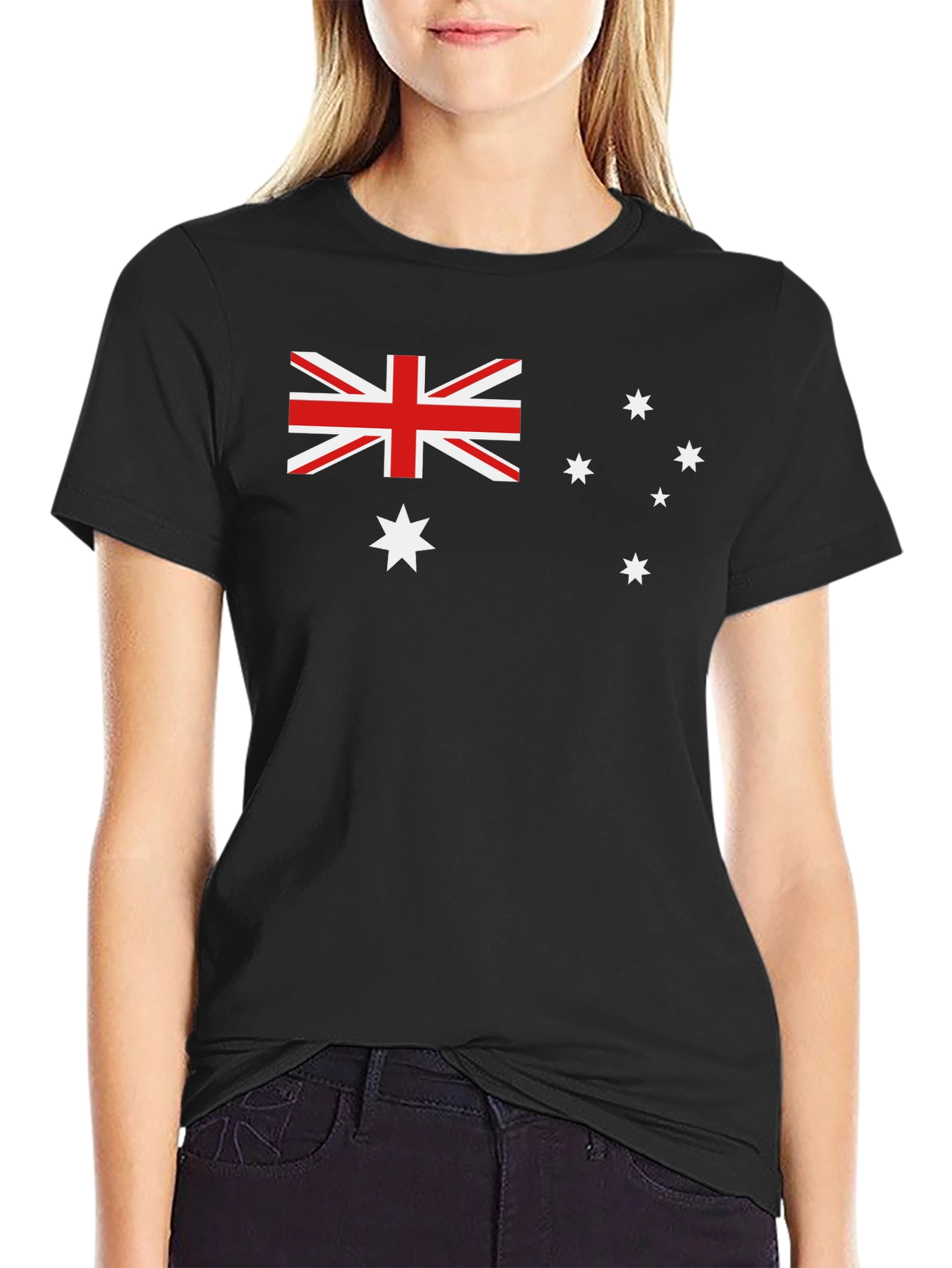 Australian Flag Graphic Tee - Black Cotton T-Shirt