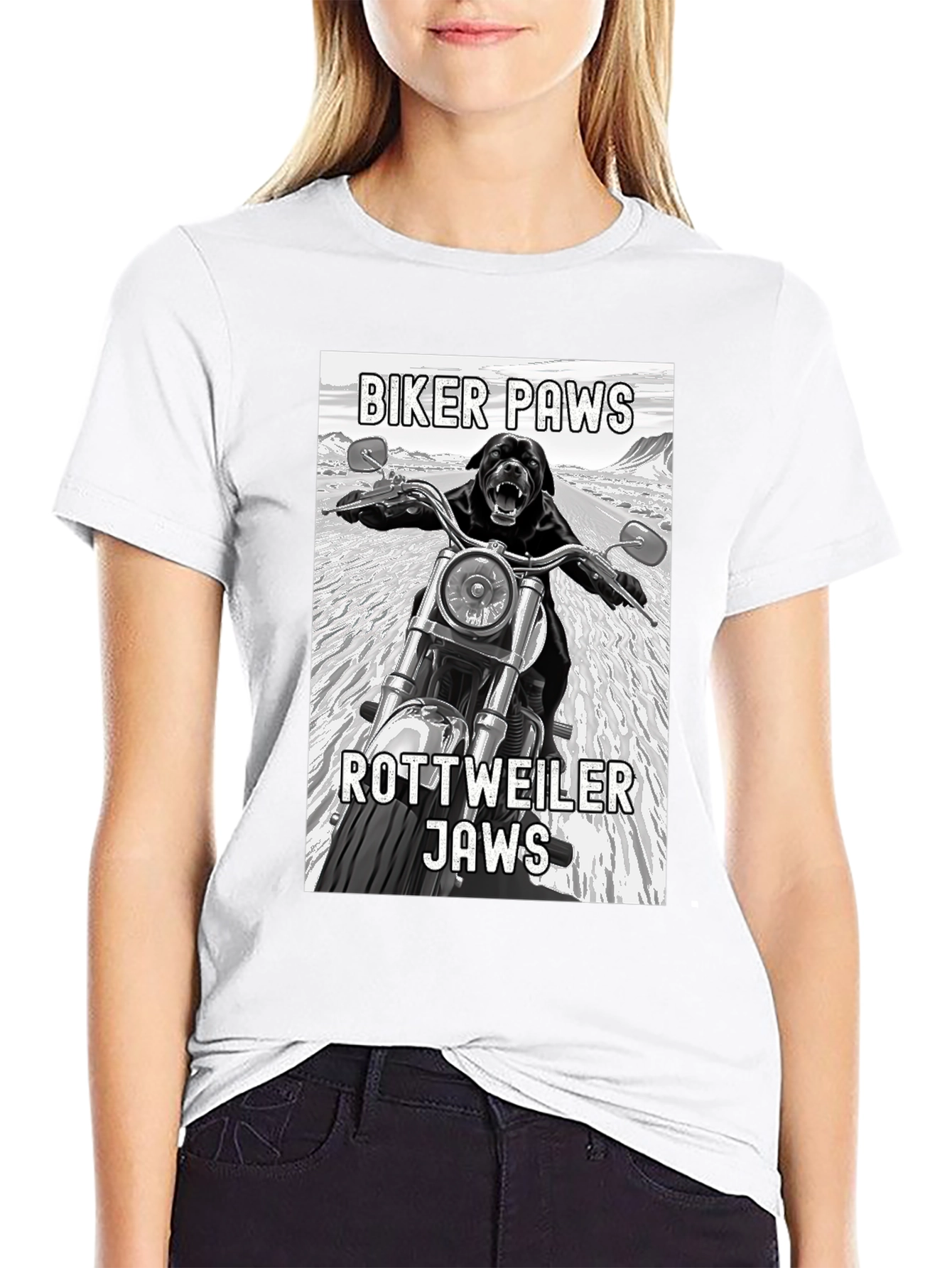 Biker Paws Rottweiler Jaws T-Shirt
