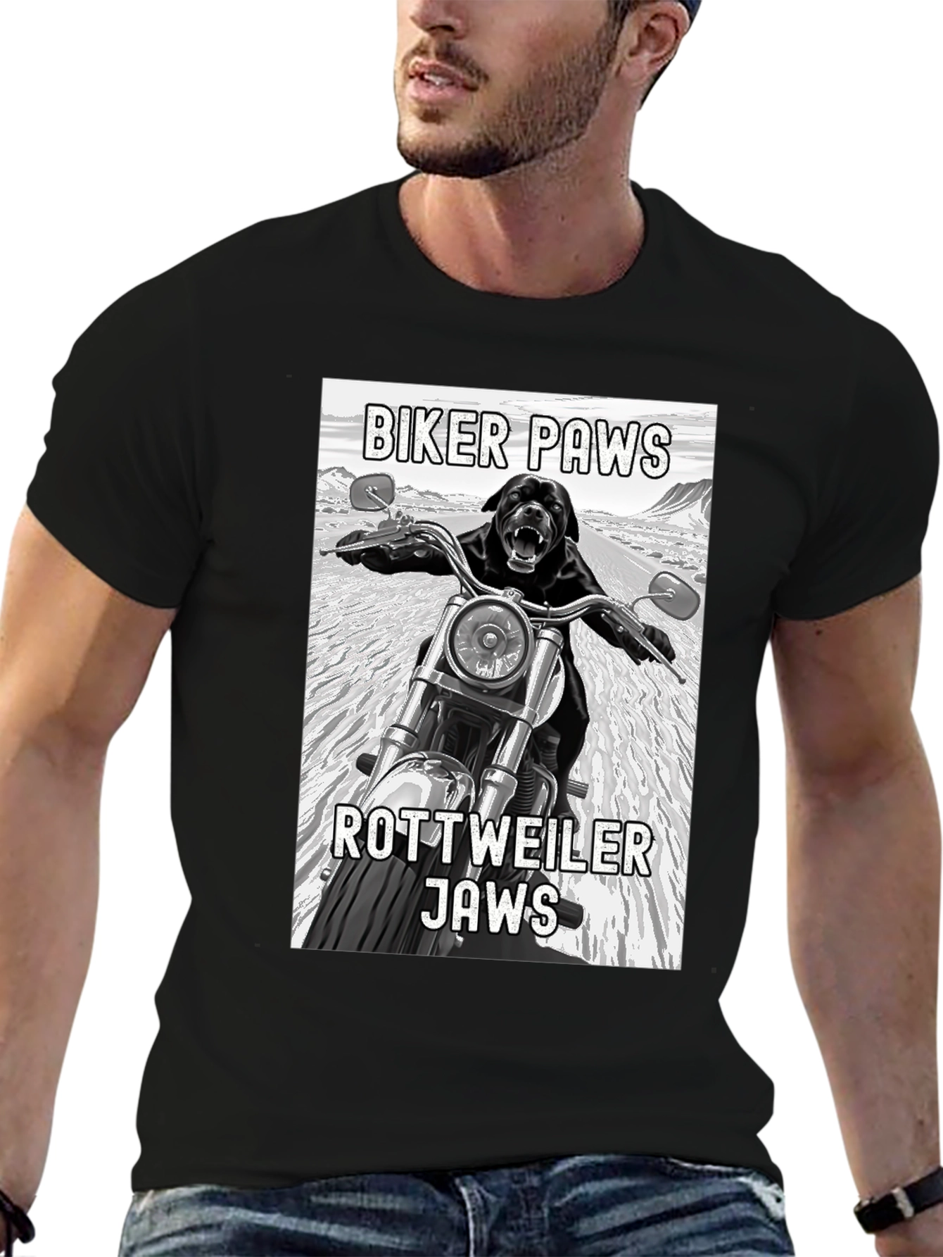 Biker Paws Rottweiler Jaws T-Shirt