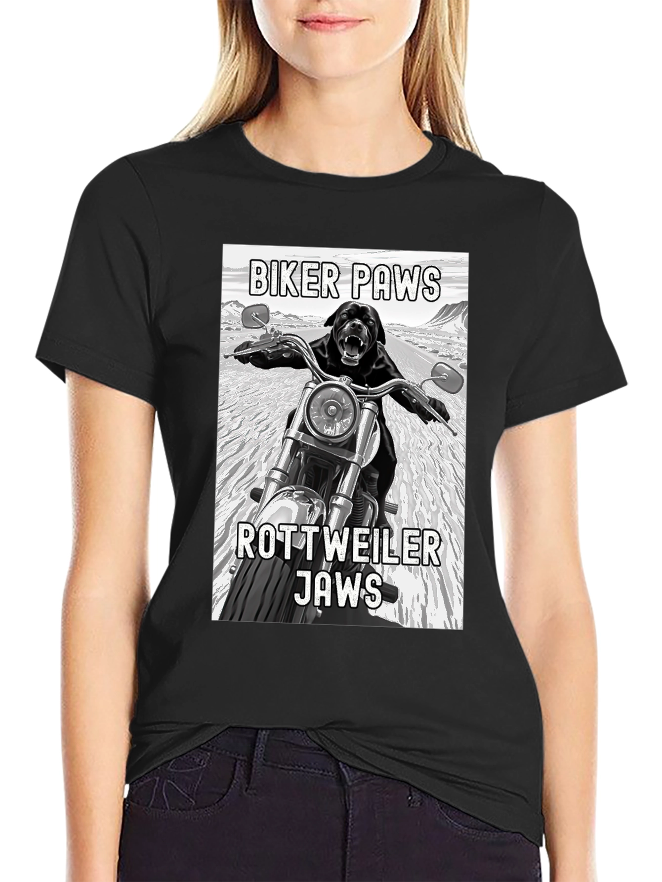 Biker Paws Rottweiler Jaws T-Shirt