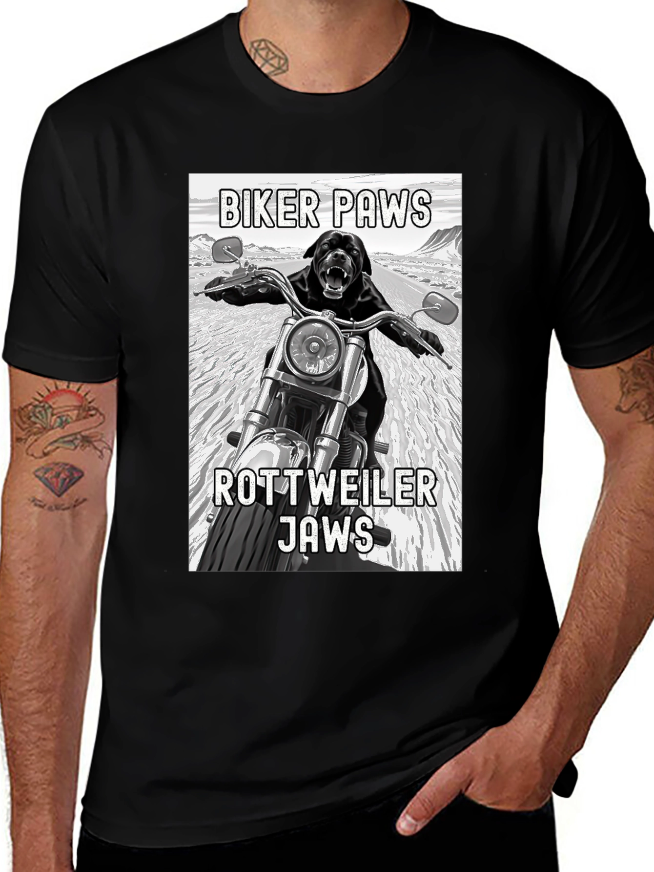 Biker Paws Rottweiler Jaws T-Shirt
