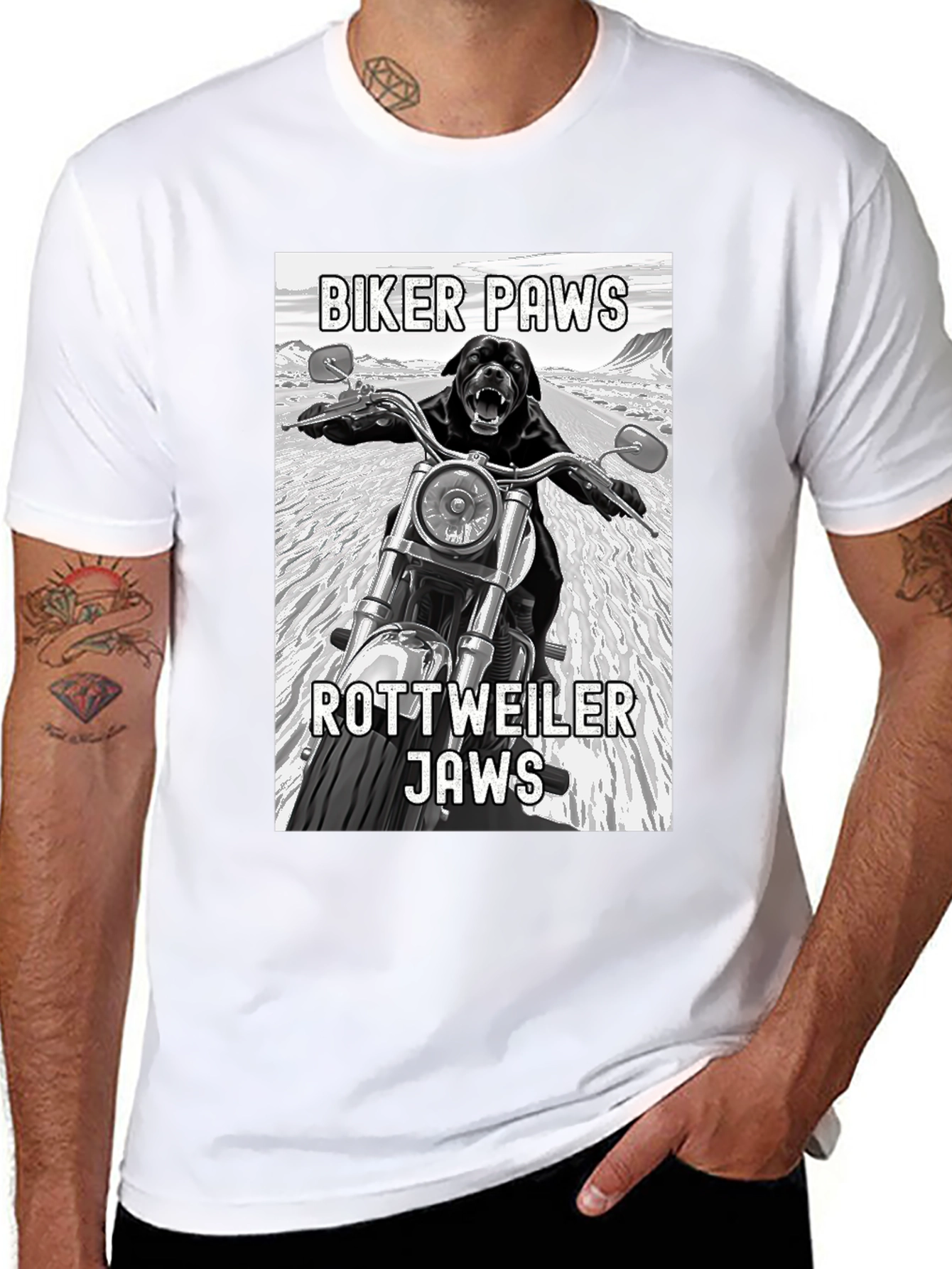 Biker Paws Rottweiler Jaws T-Shirt