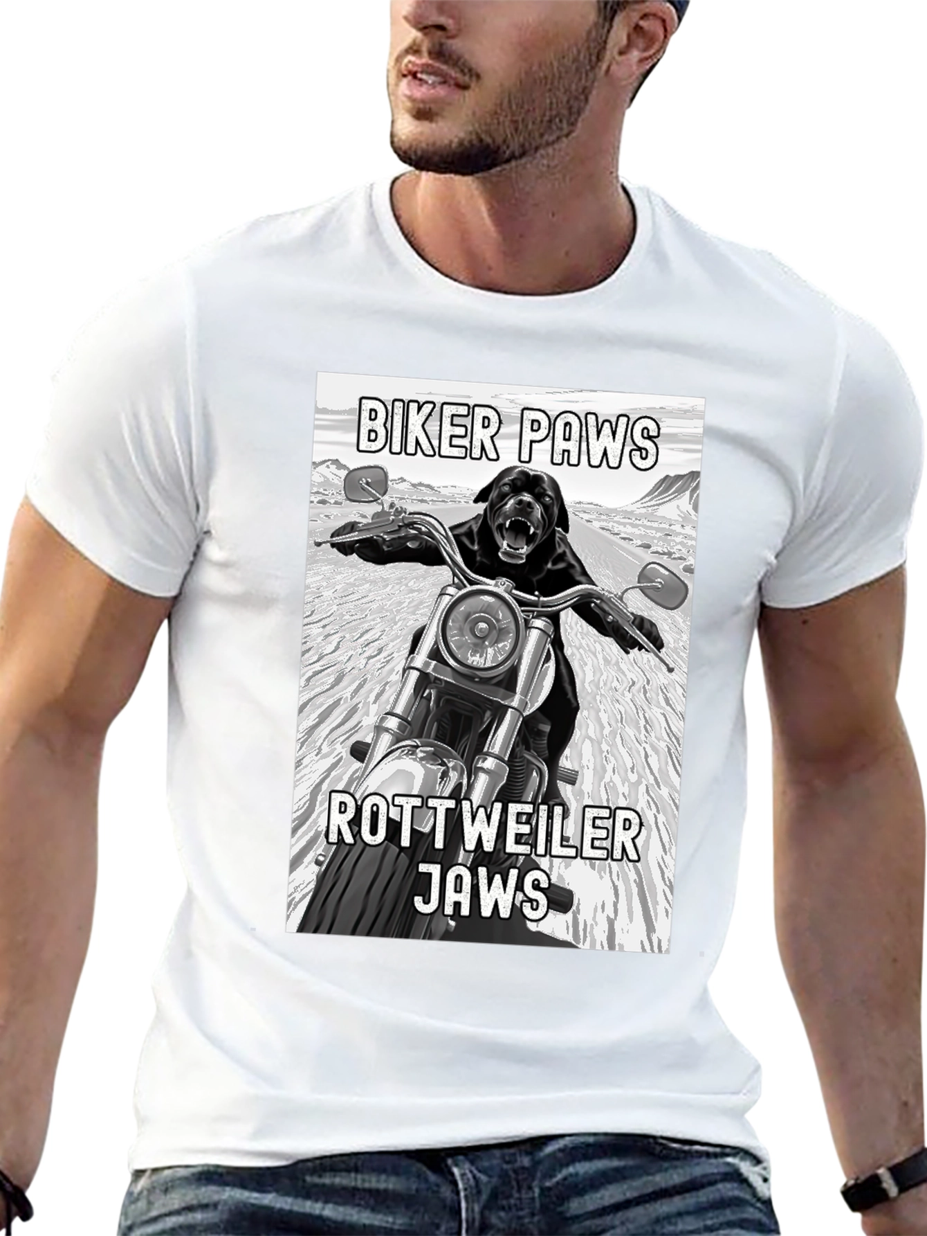 Biker Paws Rottweiler Jaws T-Shirt