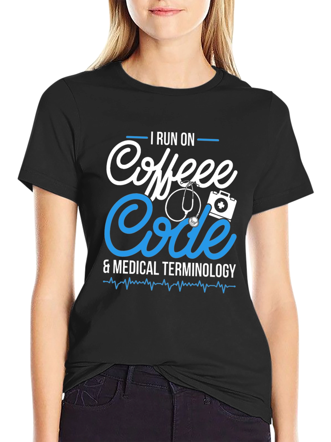I Run On Coffee Code & Medical Terminology T-Shirt
