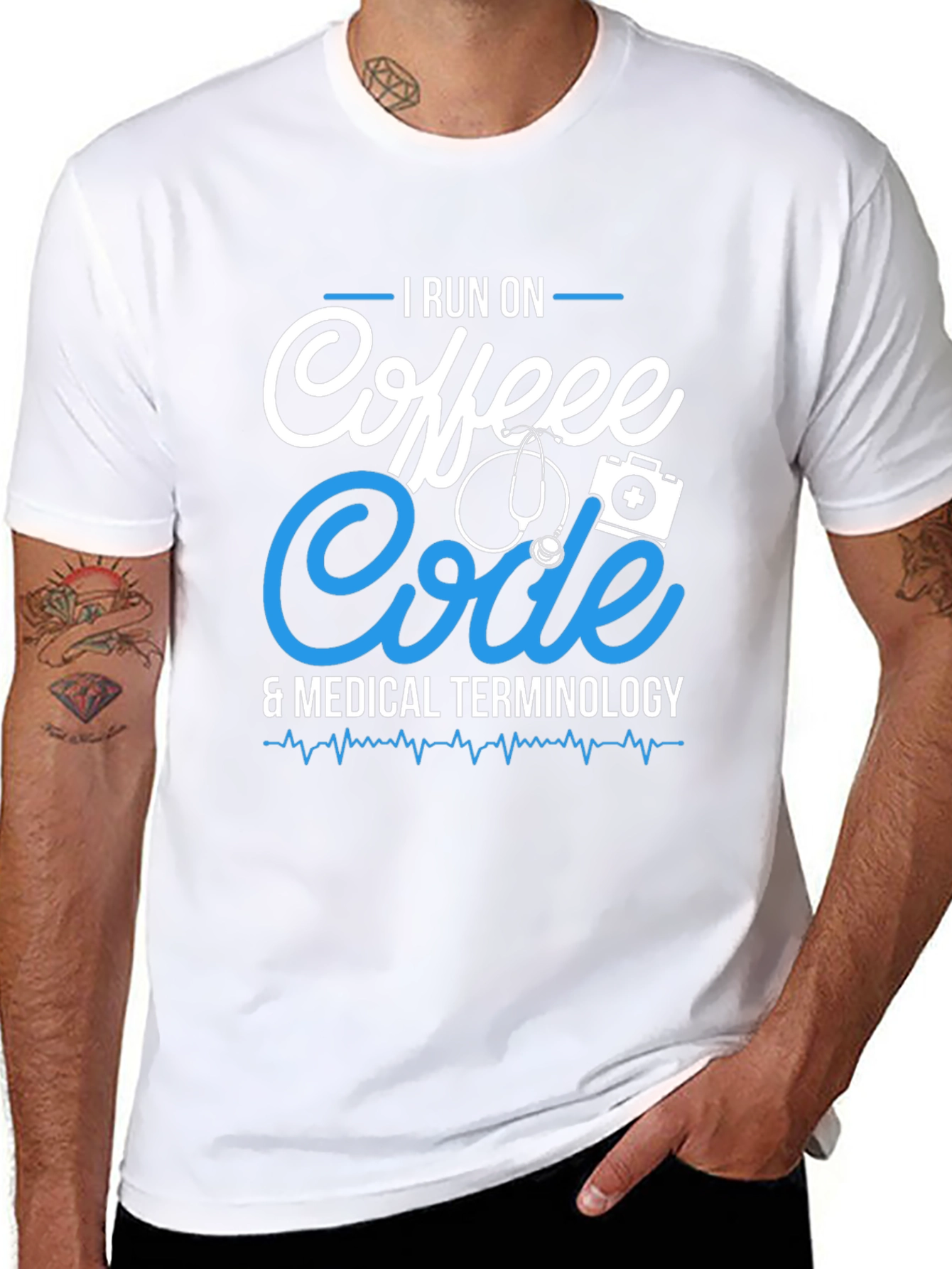 I Run On Coffee Code & Medical Terminology T-Shirt