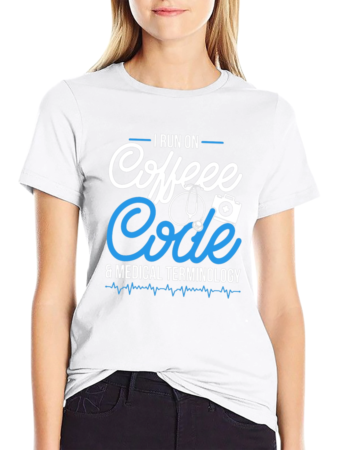 I Run On Coffee Code & Medical Terminology T-Shirt