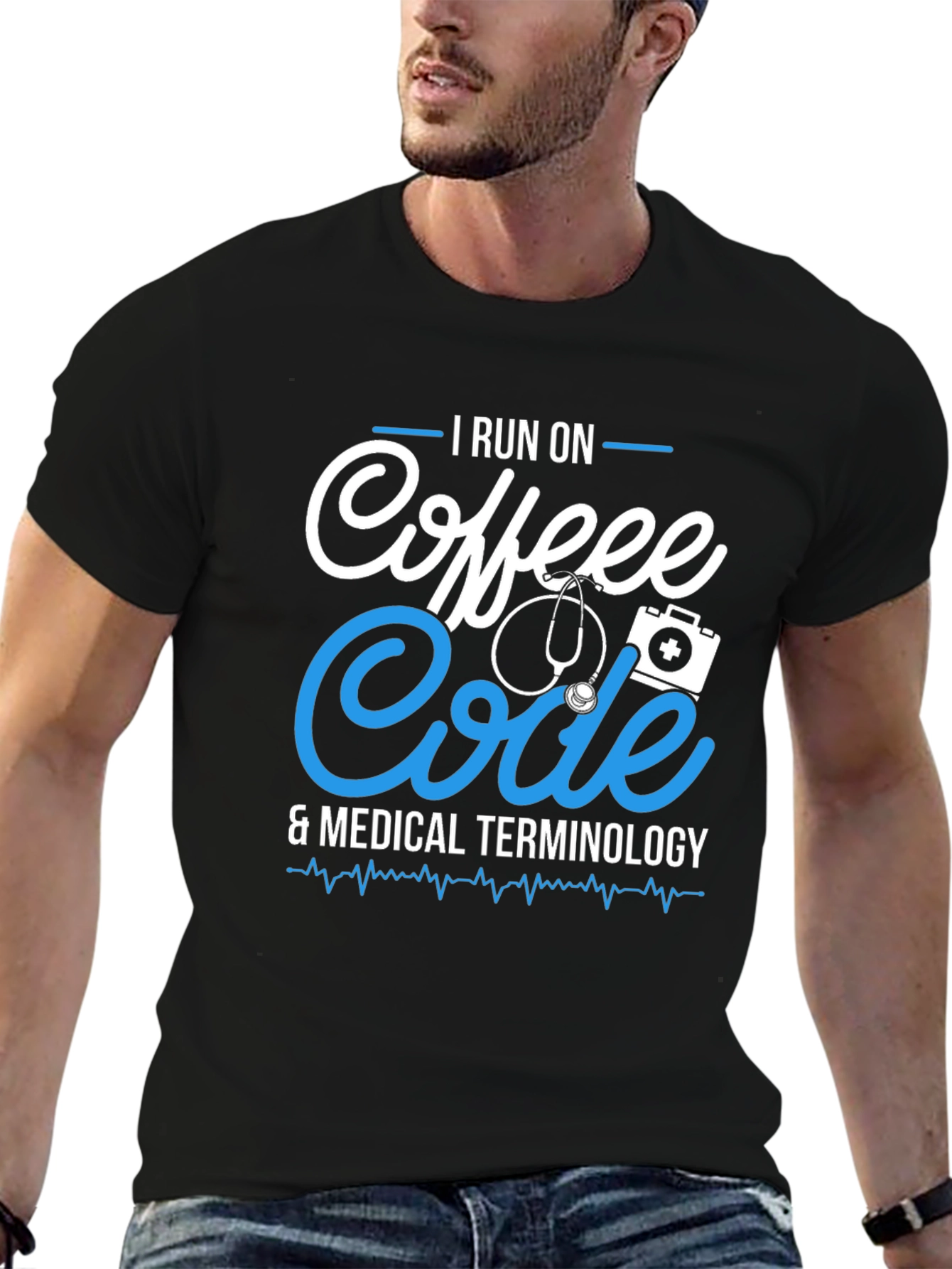 I Run On Coffee Code & Medical Terminology T-Shirt