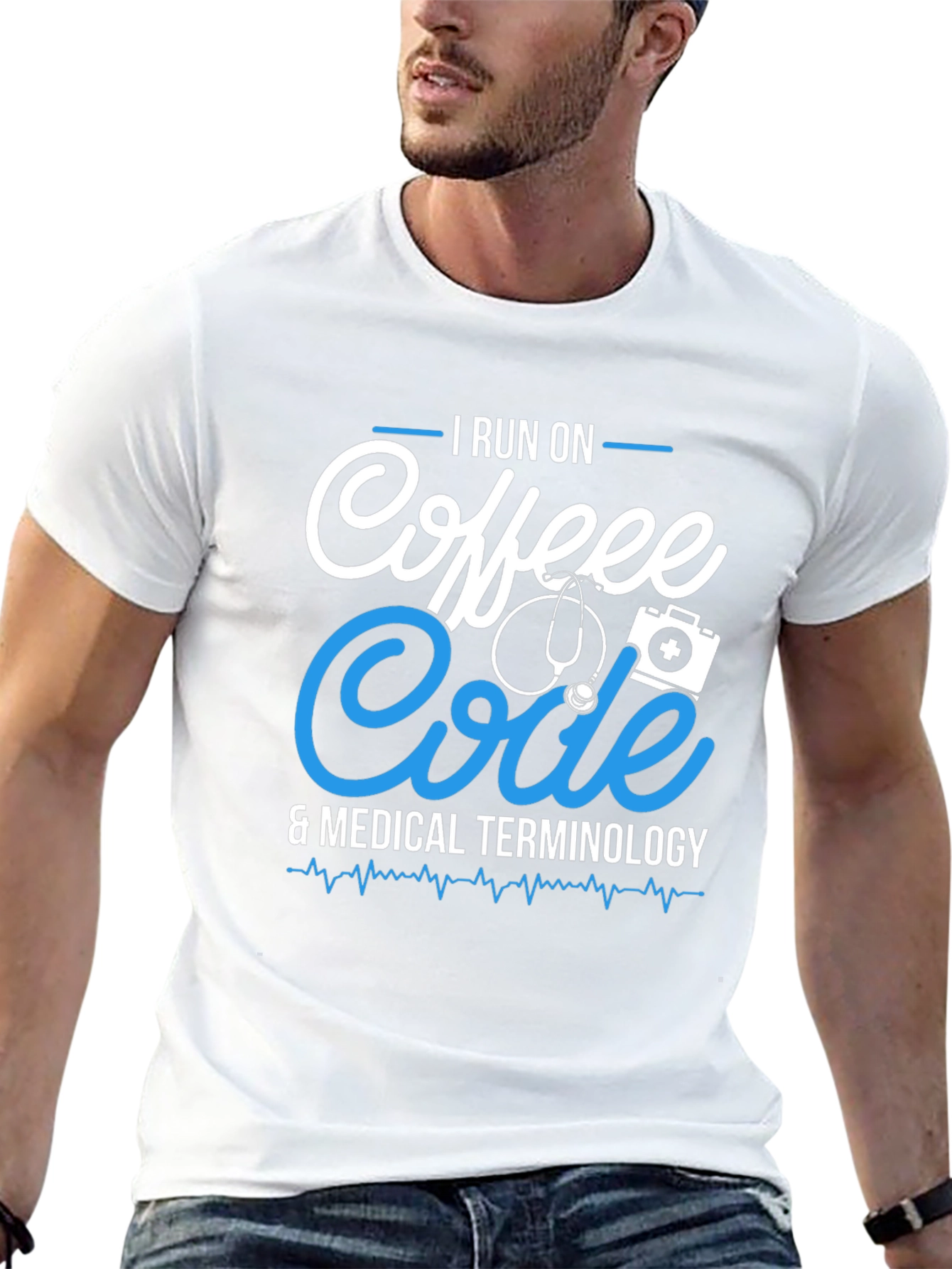 I Run On Coffee Code & Medical Terminology T-Shirt