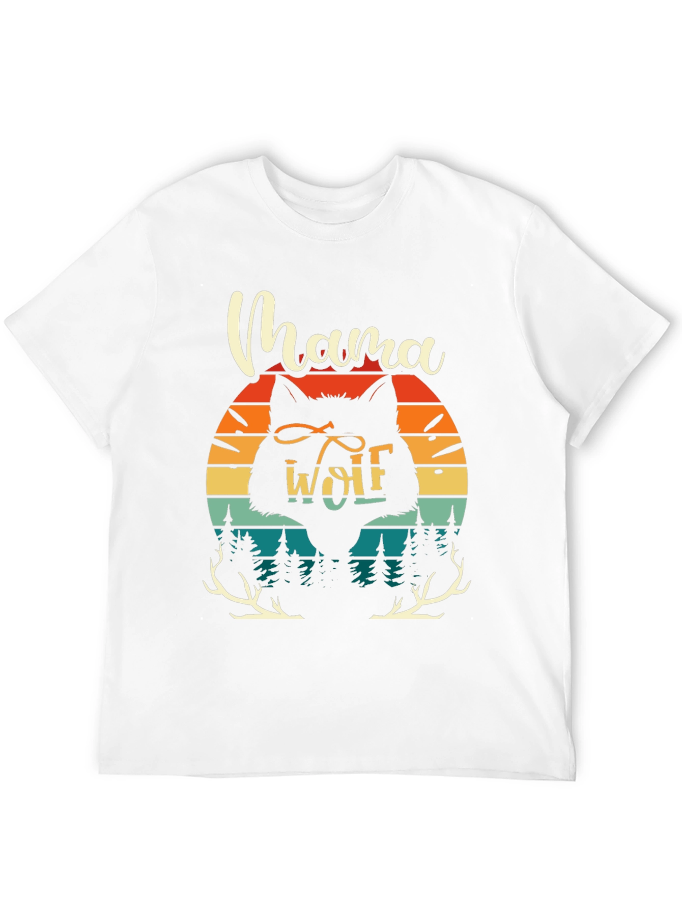 Mama Wolf Graphic Tee - Retro Sunset Design