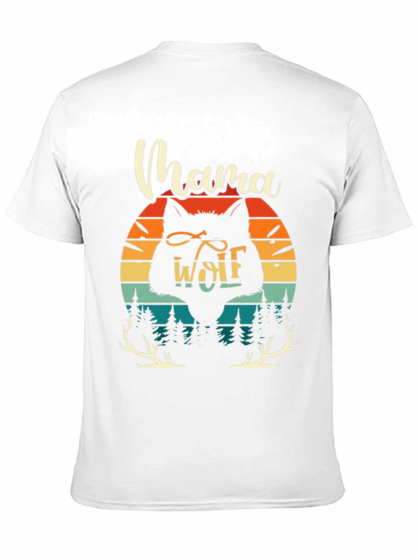 Mama Wolf Graphic Tee - Retro Sunset Design