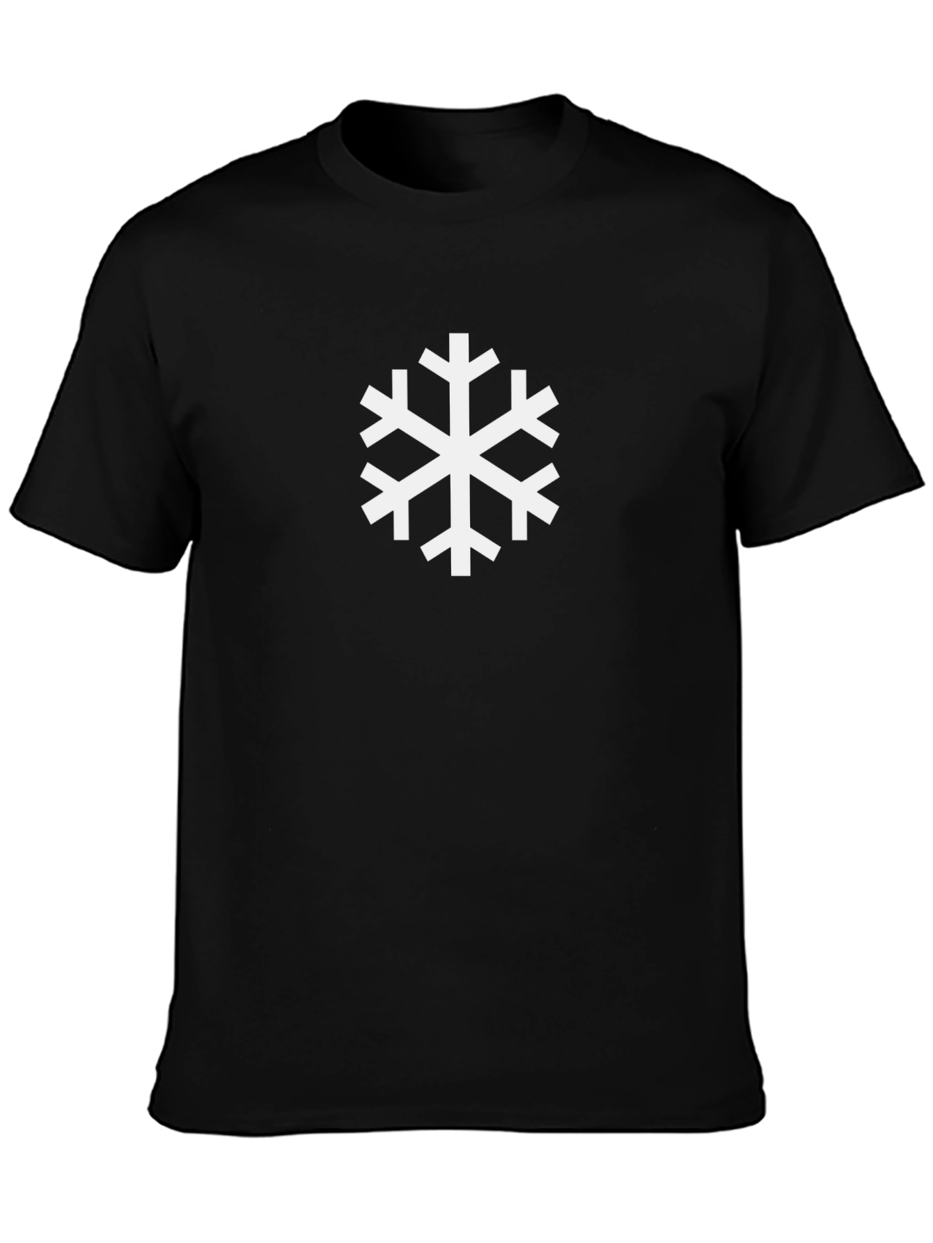 Black Tee with White Snowflake Graphic