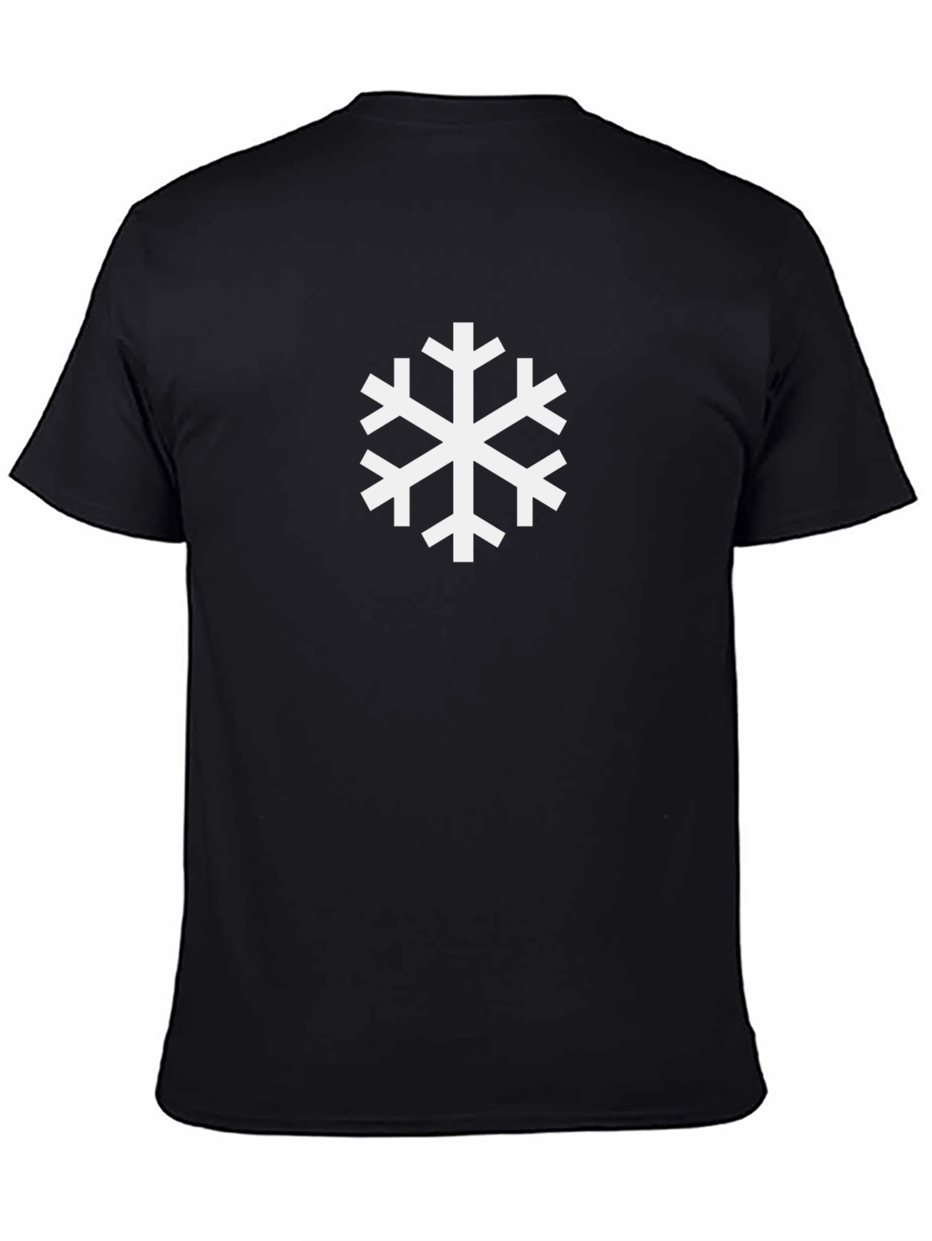 Black Tee with White Snowflake Graphic