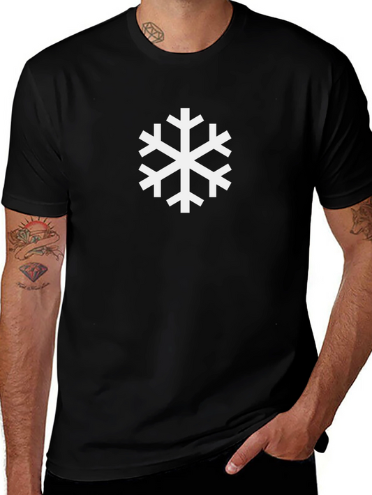 Black Tee with White Snowflake Graphic