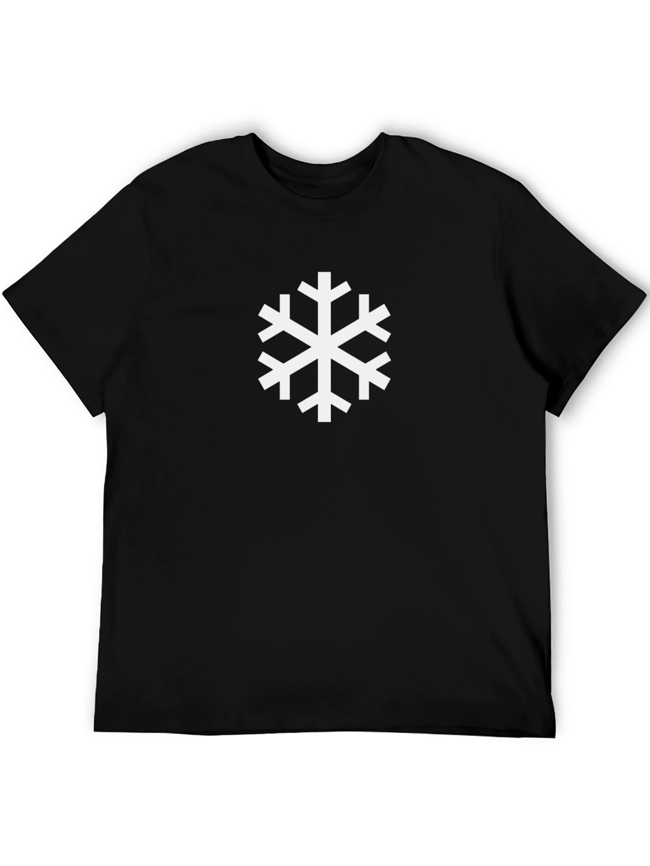 Black Tee with White Snowflake Graphic