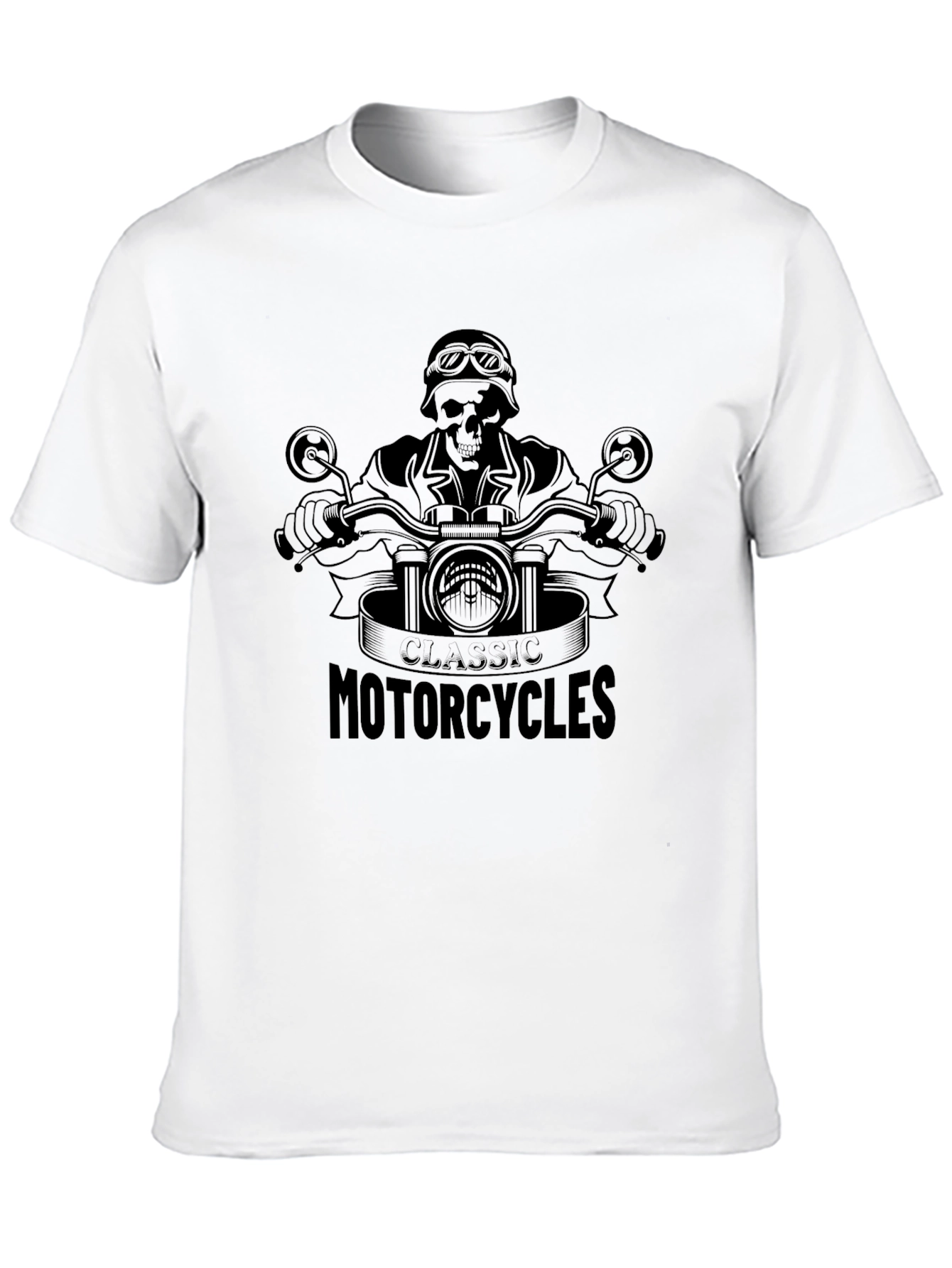 Classic Motorcycles T-Shirt - Biker Skull Design