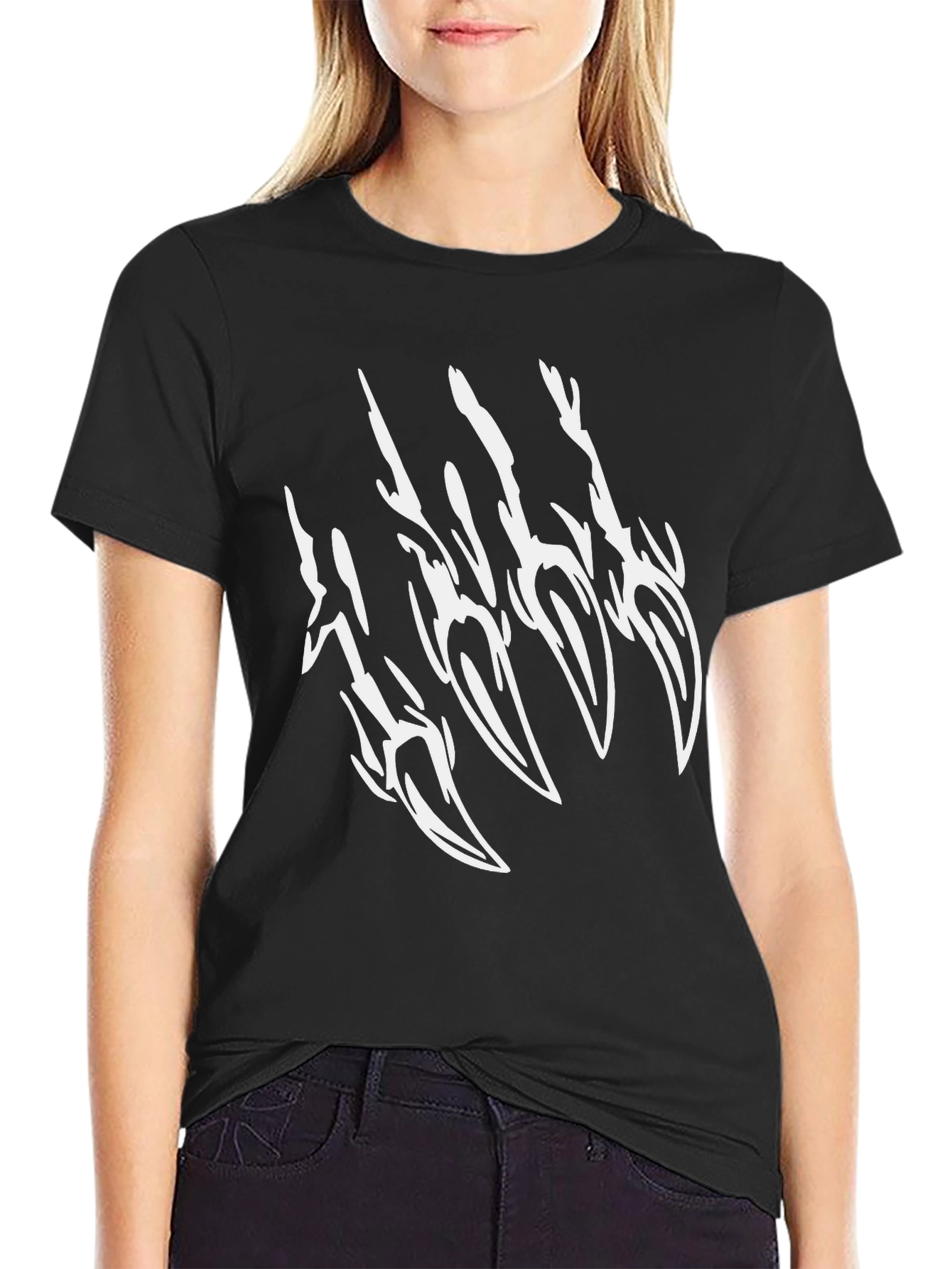Black Graphic Tee: Claw Mark Design Mens Casual T-Shirt