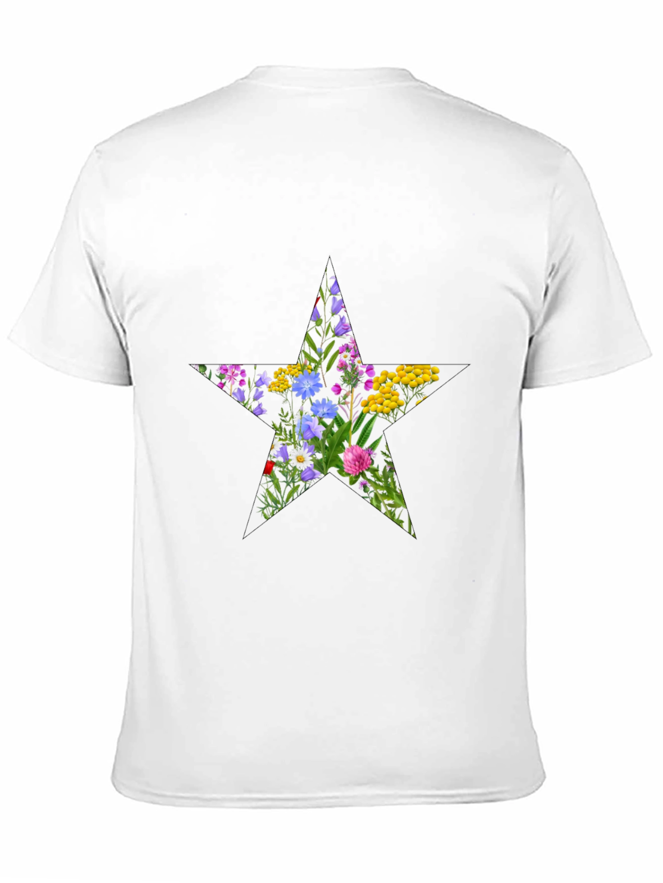 Floral Star Graphic Tee - Black Cotton T-Shirt