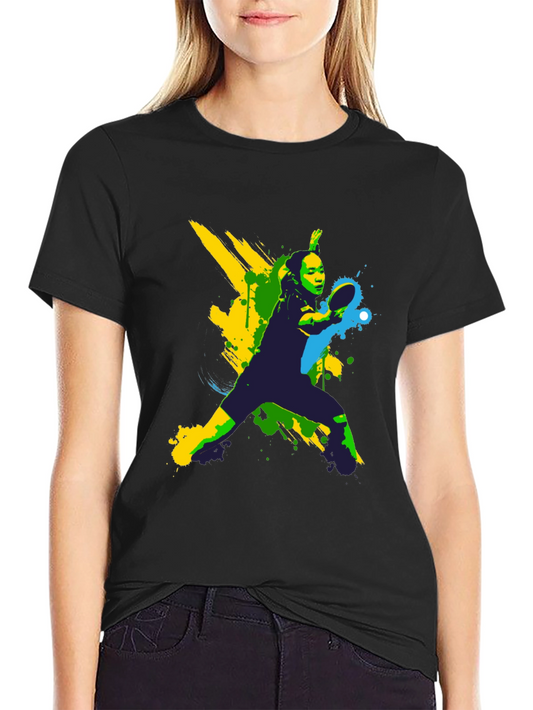Artistic Table Tennis Player Graphic Tee - Black