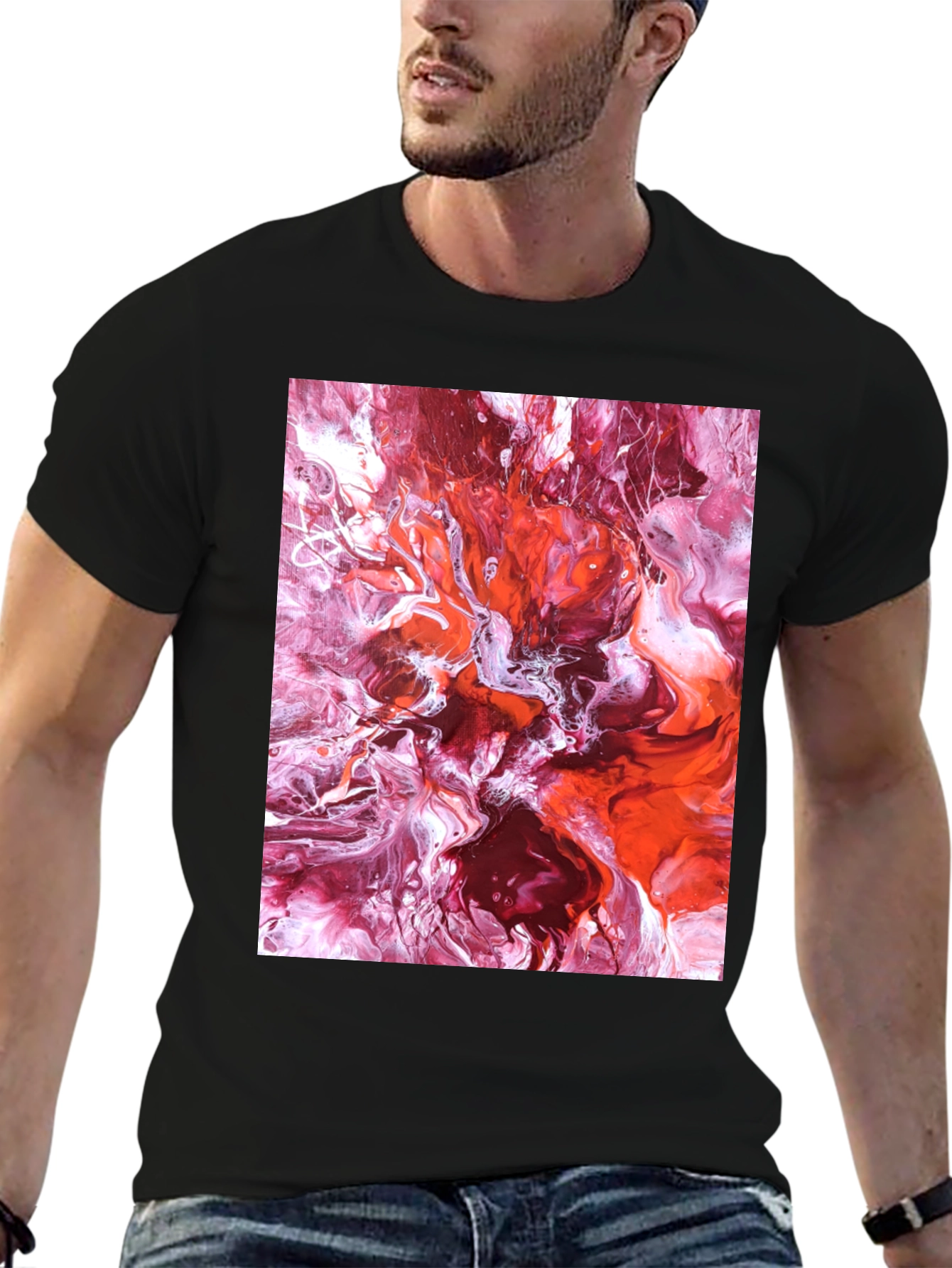 Abstract Fluid Art Black T-Shirt