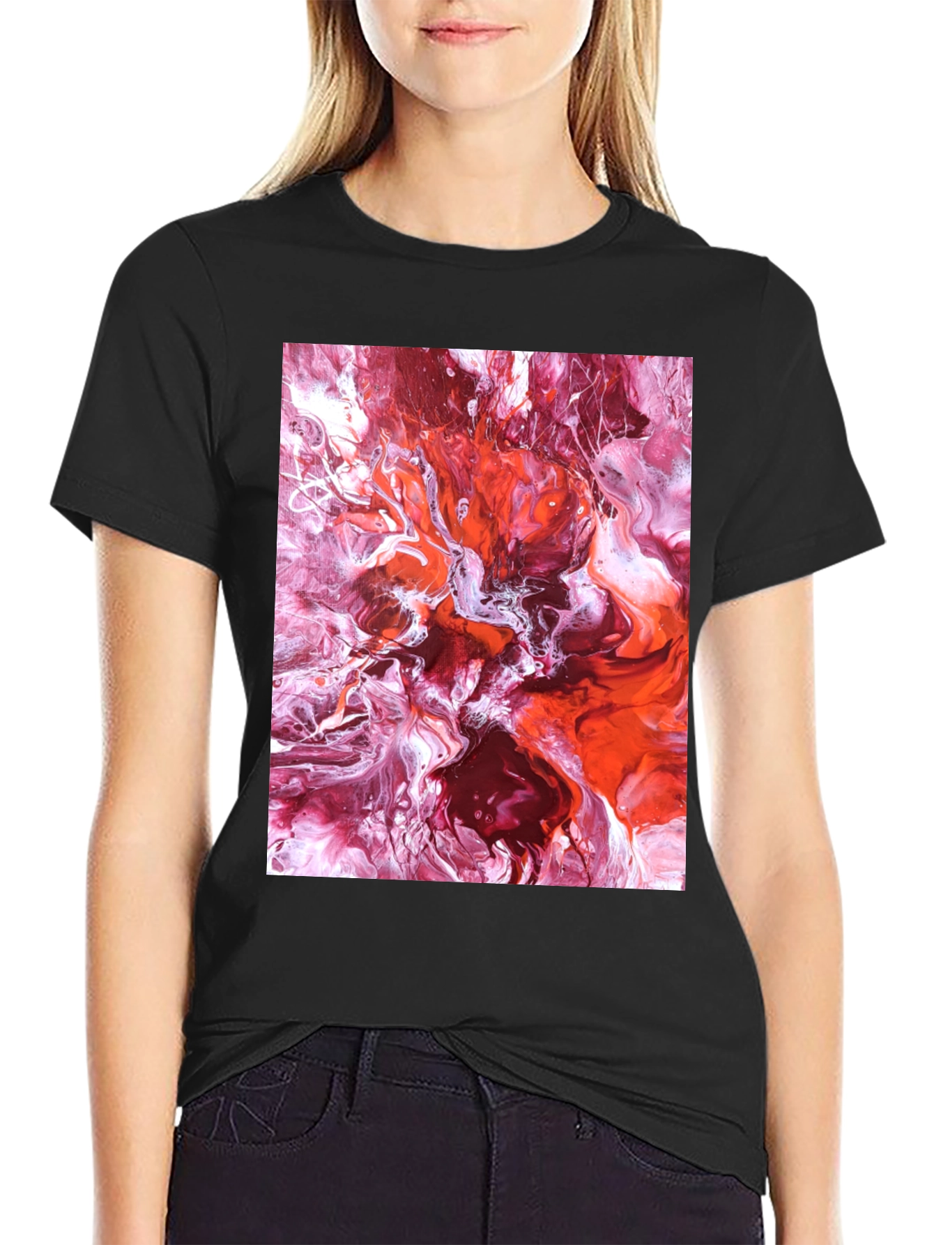 Abstract Fluid Art Black T-Shirt
