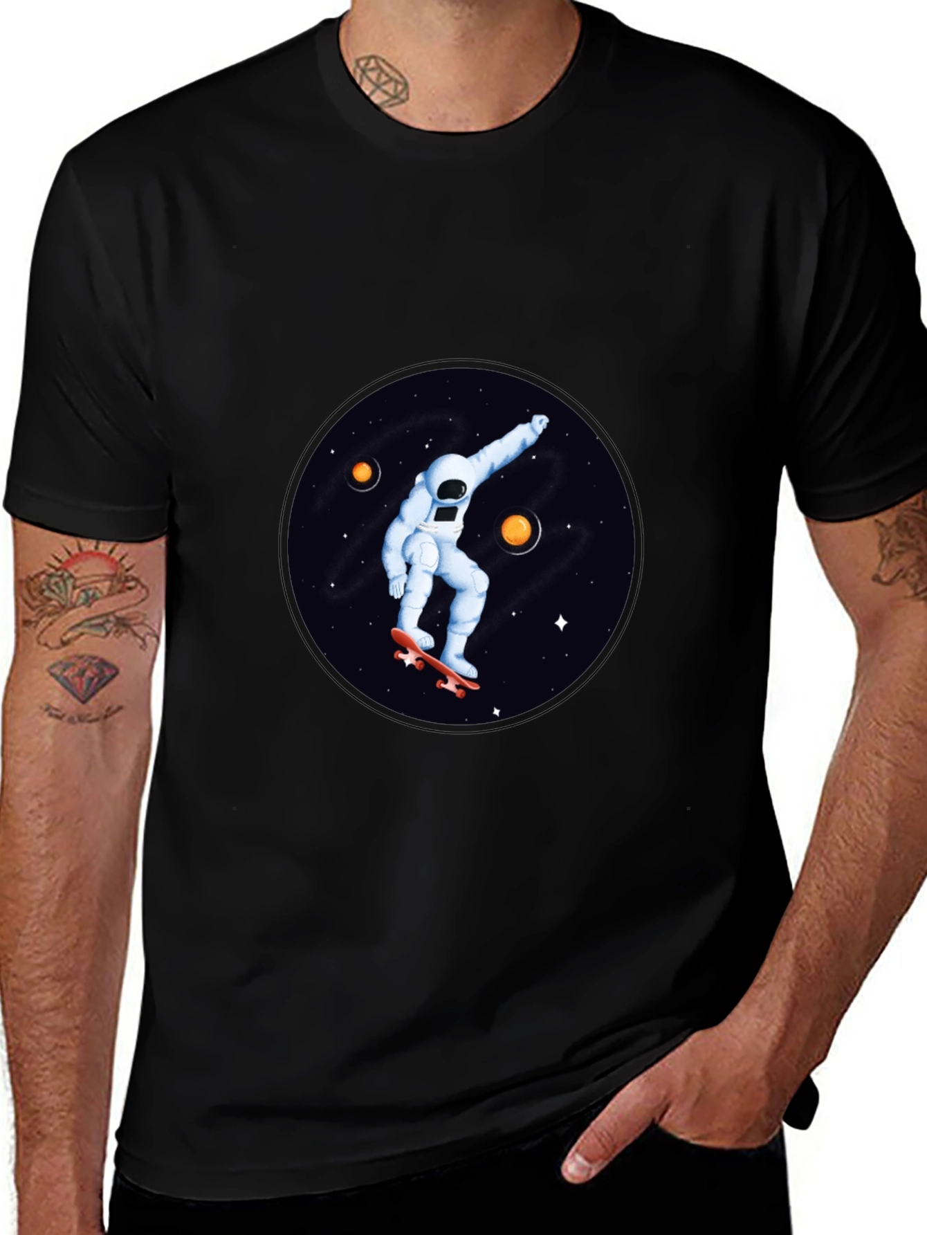 Astronaut Skateboard T-Shirt - Space Graphic Tee