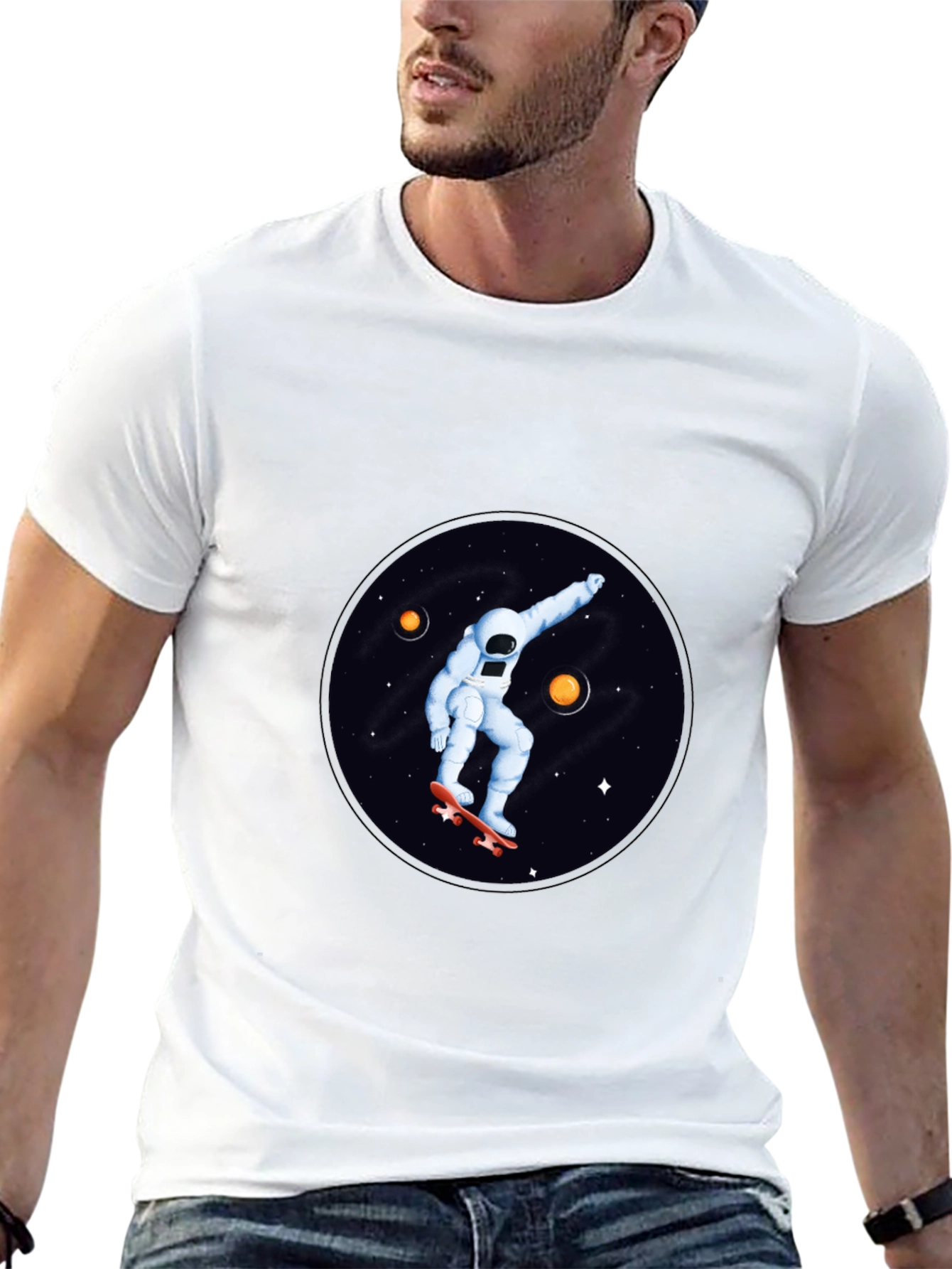 Astronaut Skateboard T-Shirt - Space Graphic Tee