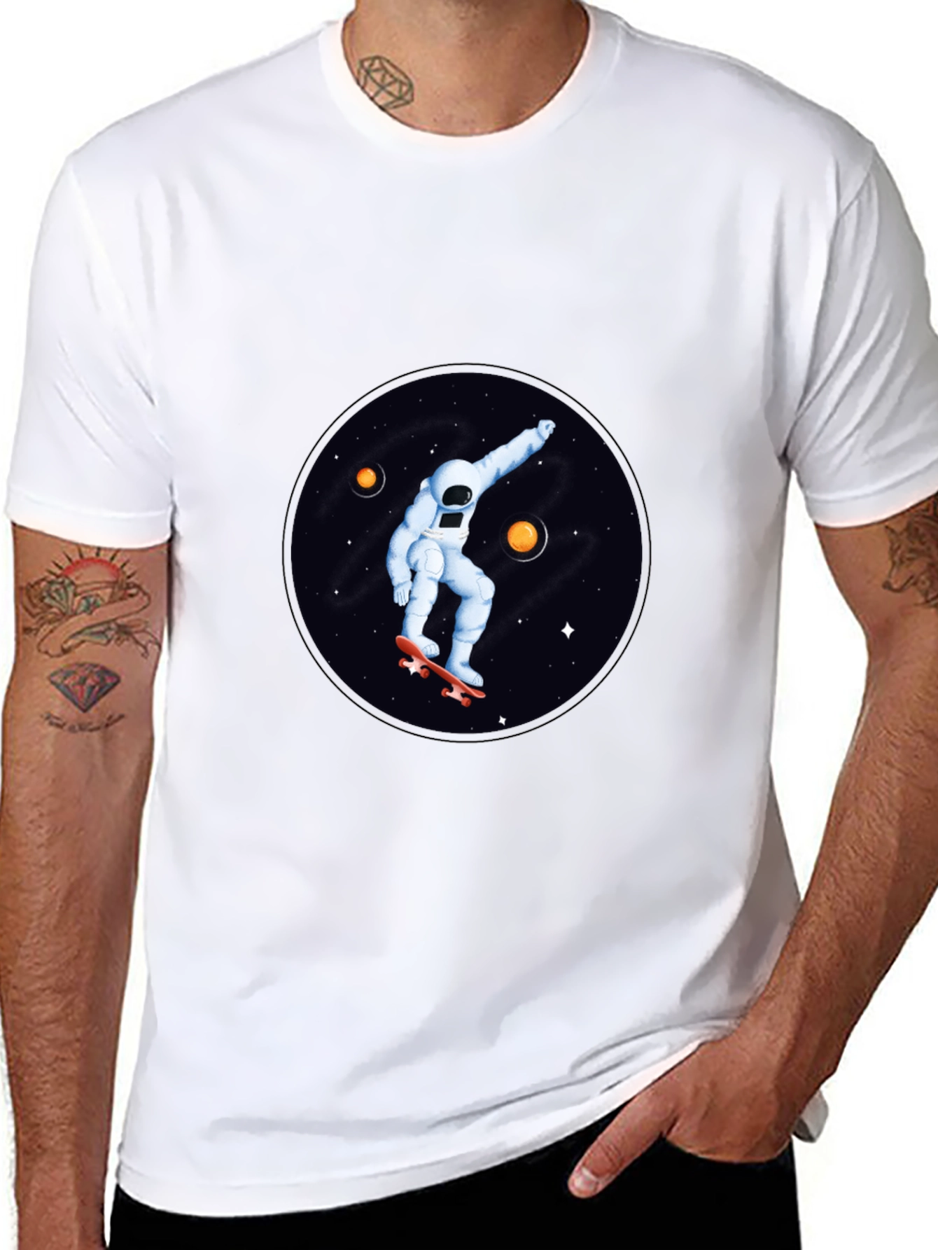 Astronaut Skateboard T-Shirt - Space Graphic Tee