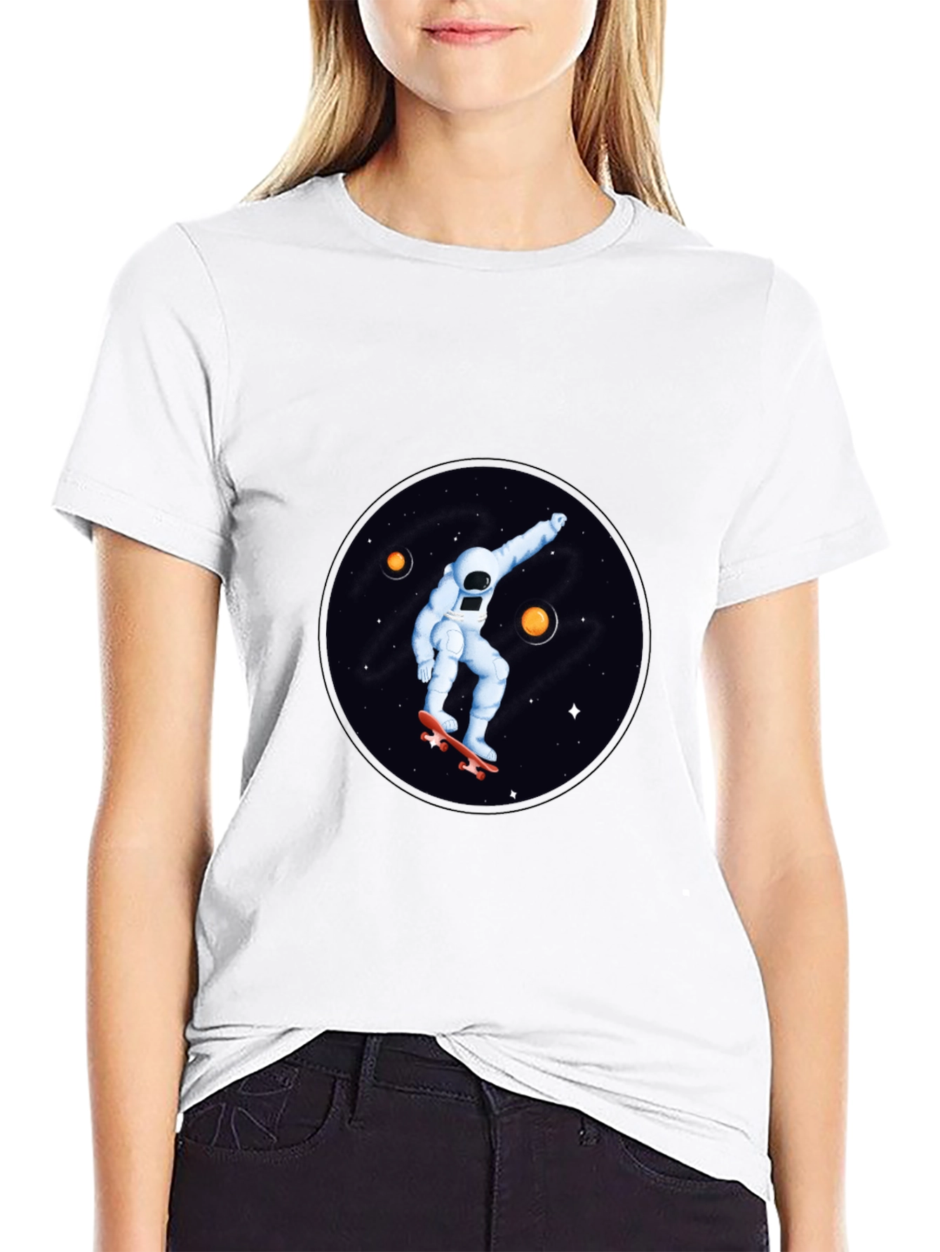 Astronaut Skateboard T-Shirt - Space Graphic Tee