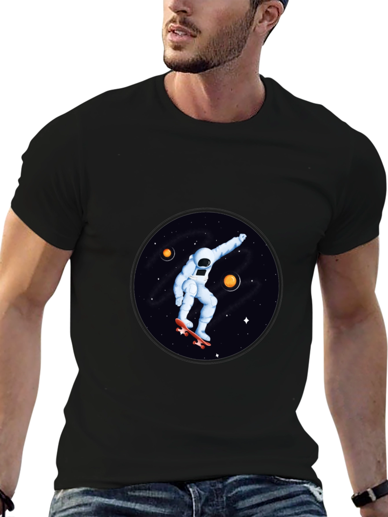 Astronaut Skateboard T-Shirt - Space Graphic Tee