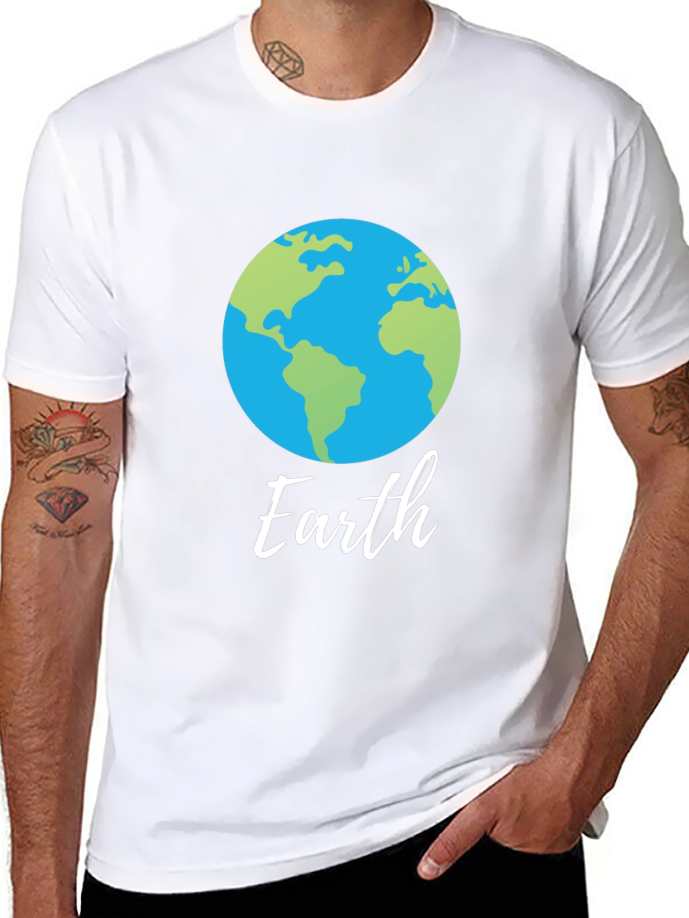 Earth Graphic T-Shirt - Round Globe Design