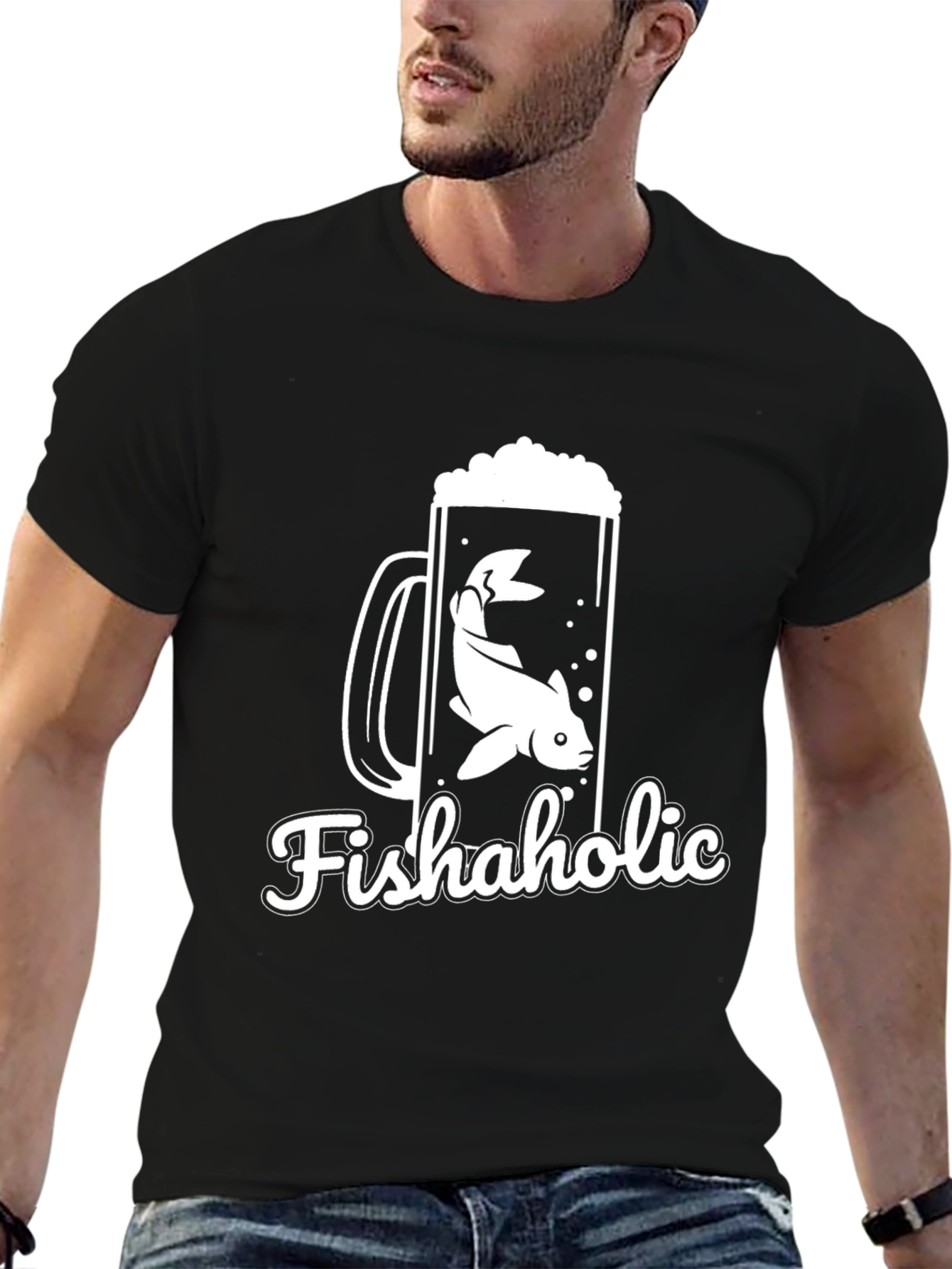 Fishaholic Graphic Tee - Black