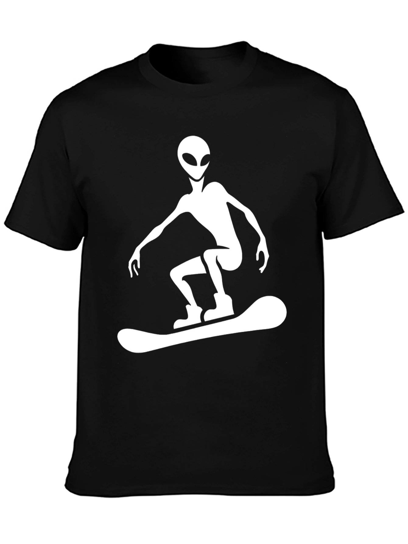 Alien Snowboarding Graphic Tee - Black Cotton T-Shirt