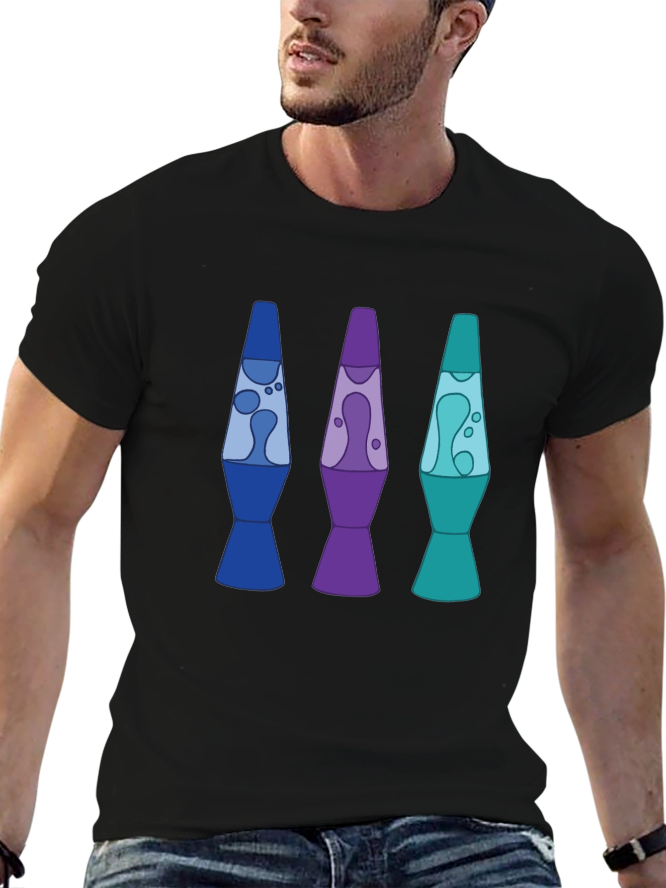 Retro Lava Lamp Graphic Tee - Mens Black T-Shirt