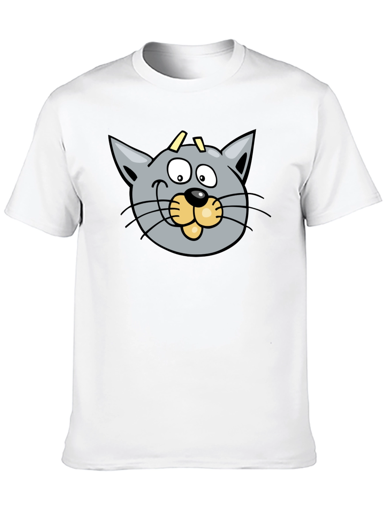 Cartoon Cat Graphic Black T-Shirt