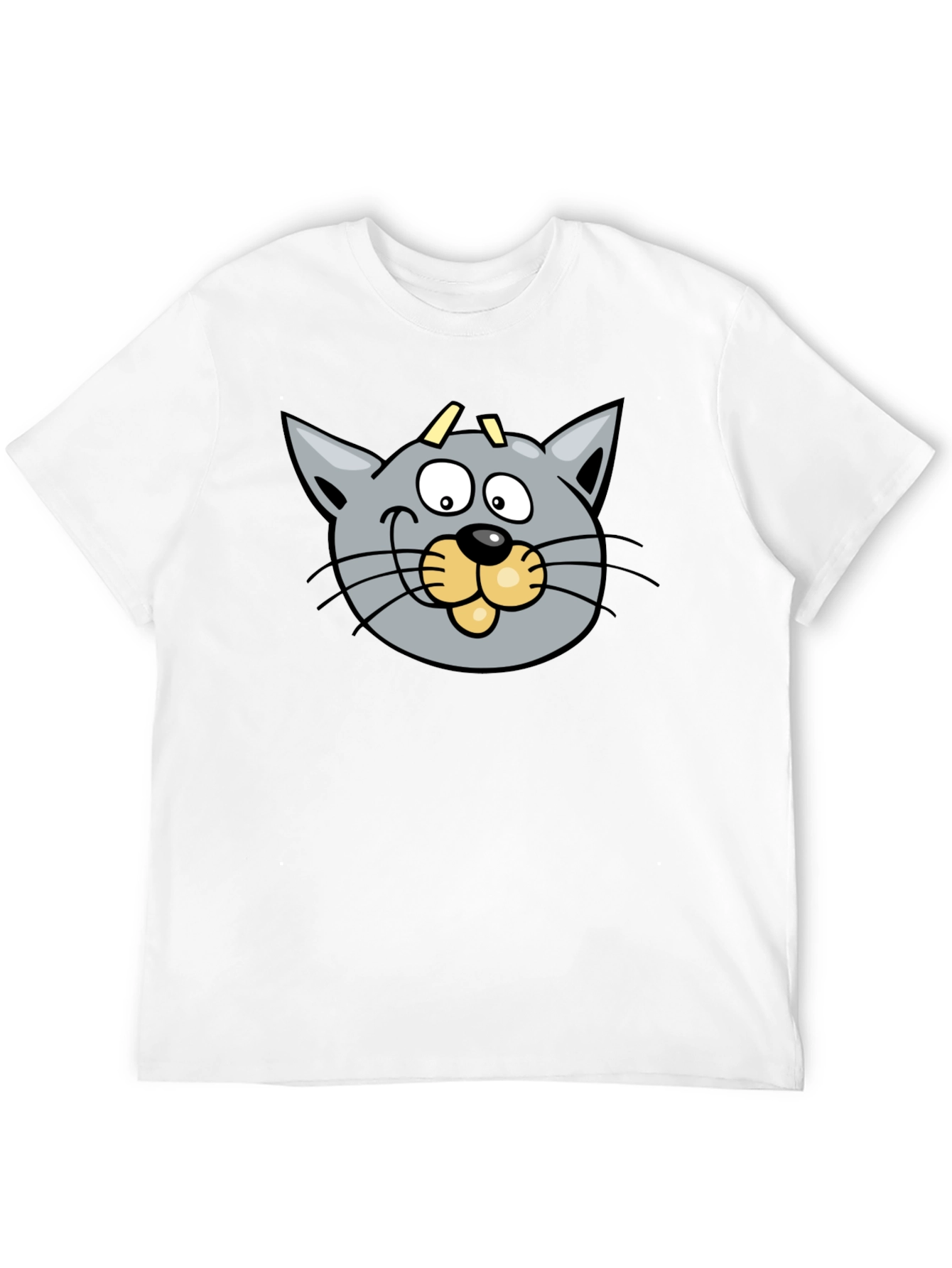 Cartoon Cat Graphic Black T-Shirt