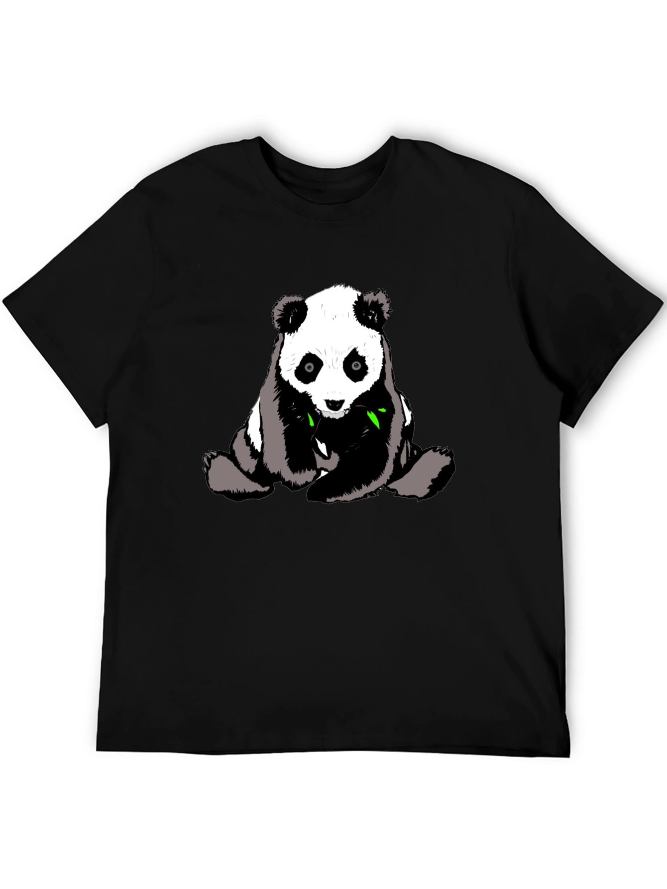 Cute Panda Graphic Tee - Black Cotton T-Shirt