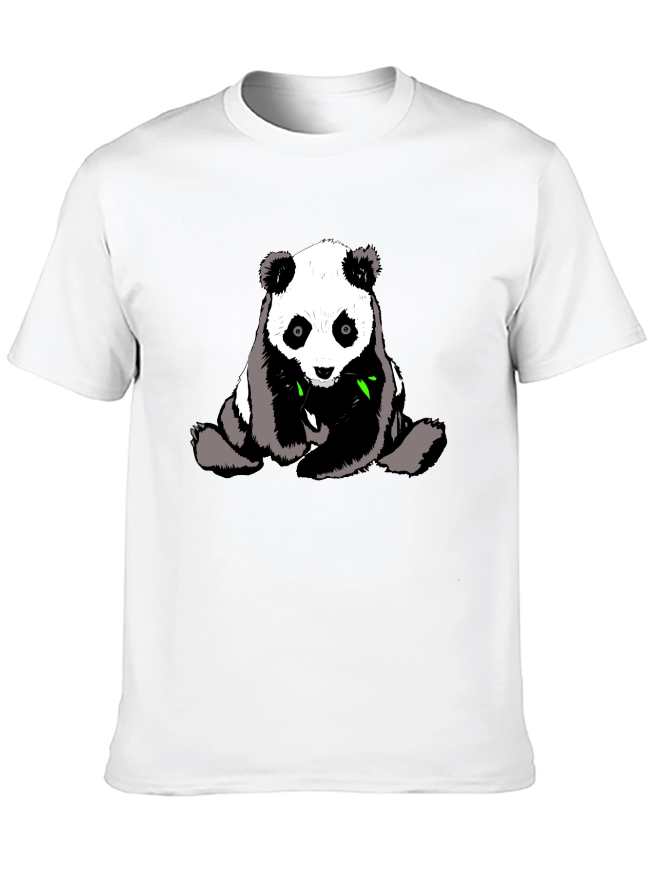 Cute Panda Graphic Tee - Black Cotton T-Shirt