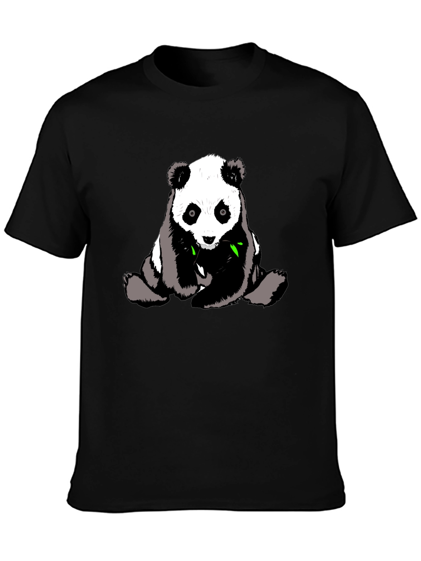 Cute Panda Graphic Tee - Black Cotton T-Shirt