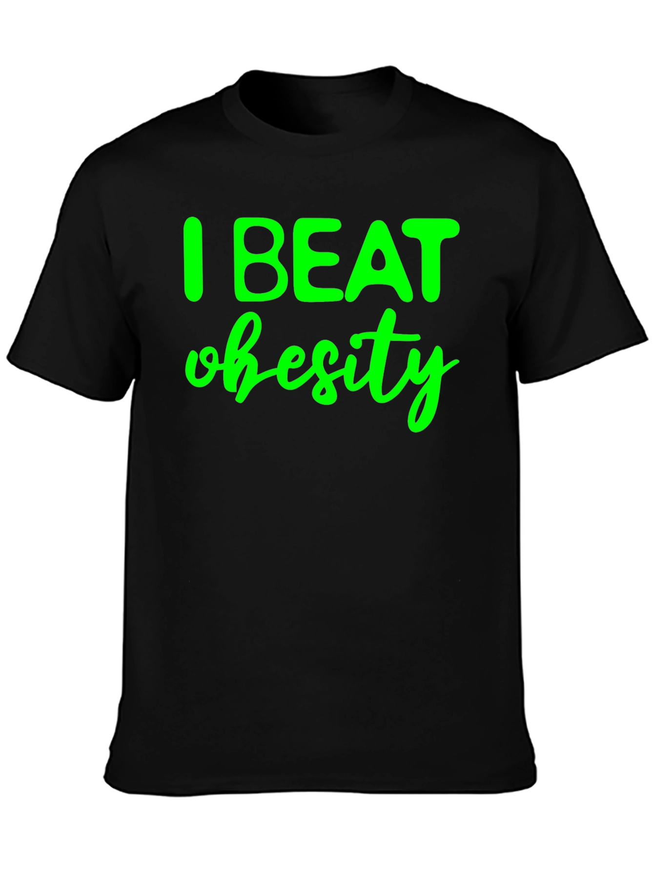 I Beat Obesity Black T-Shirt