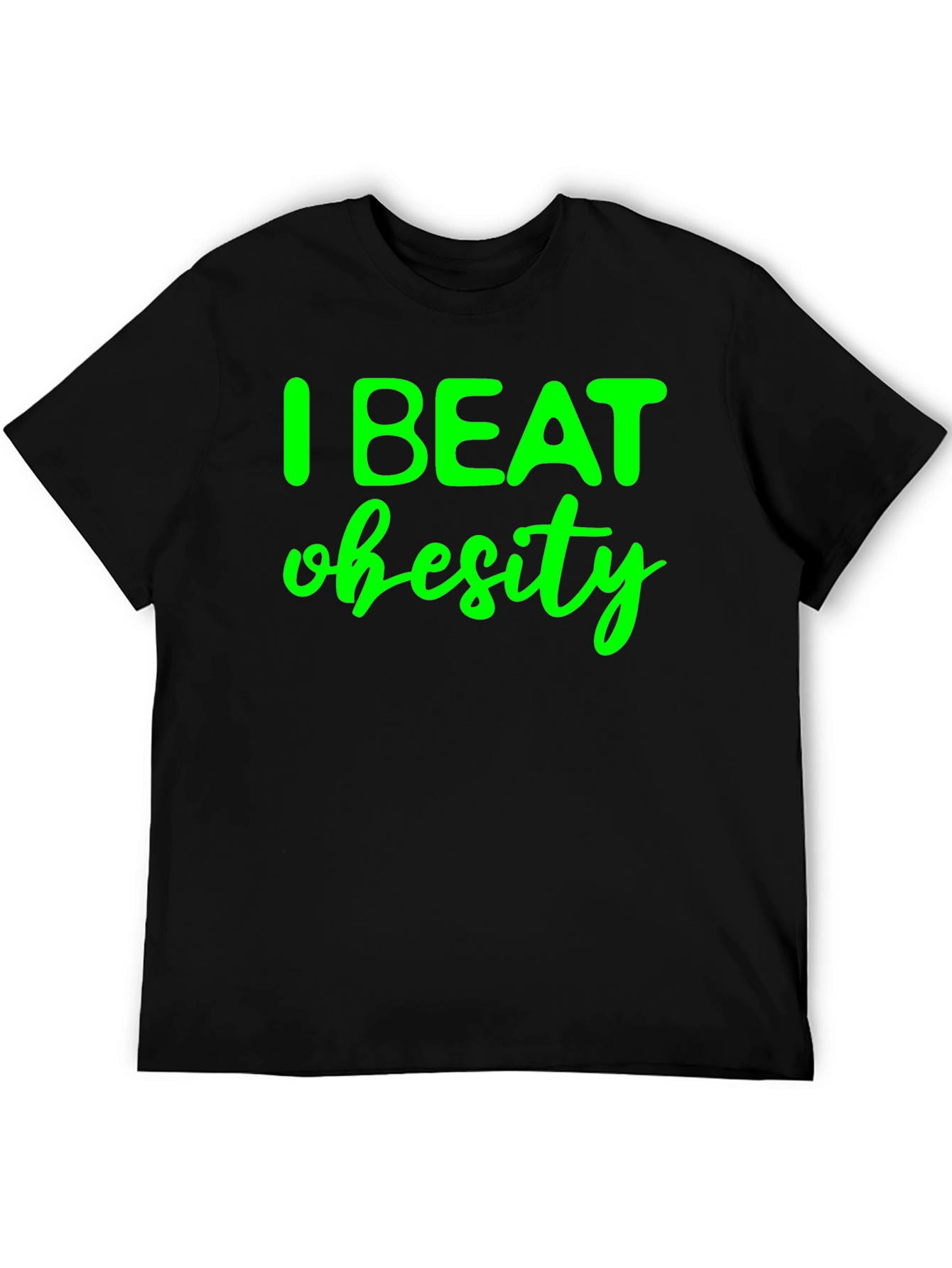 I Beat Obesity Black T-Shirt