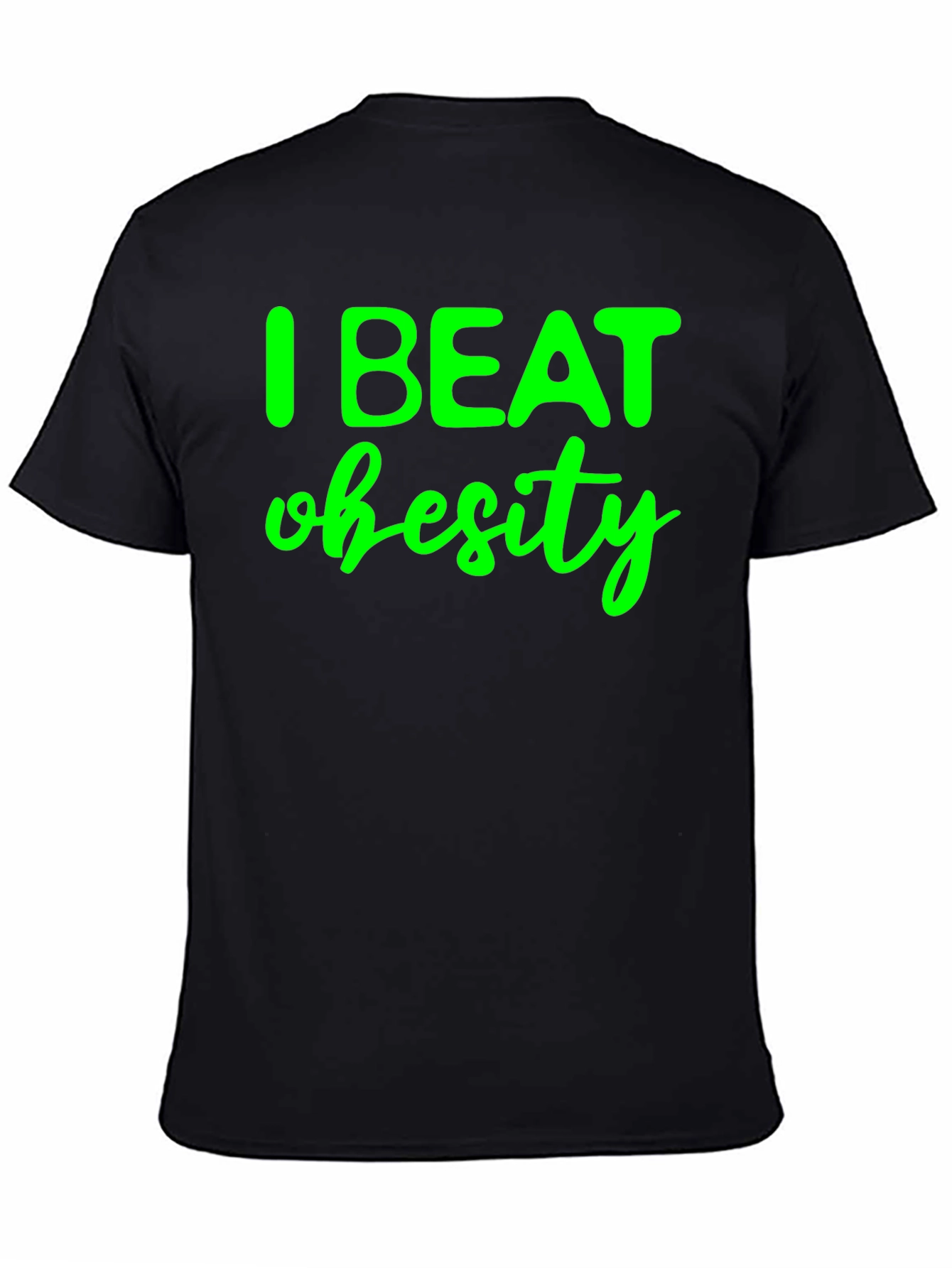 I Beat Obesity Black T-Shirt