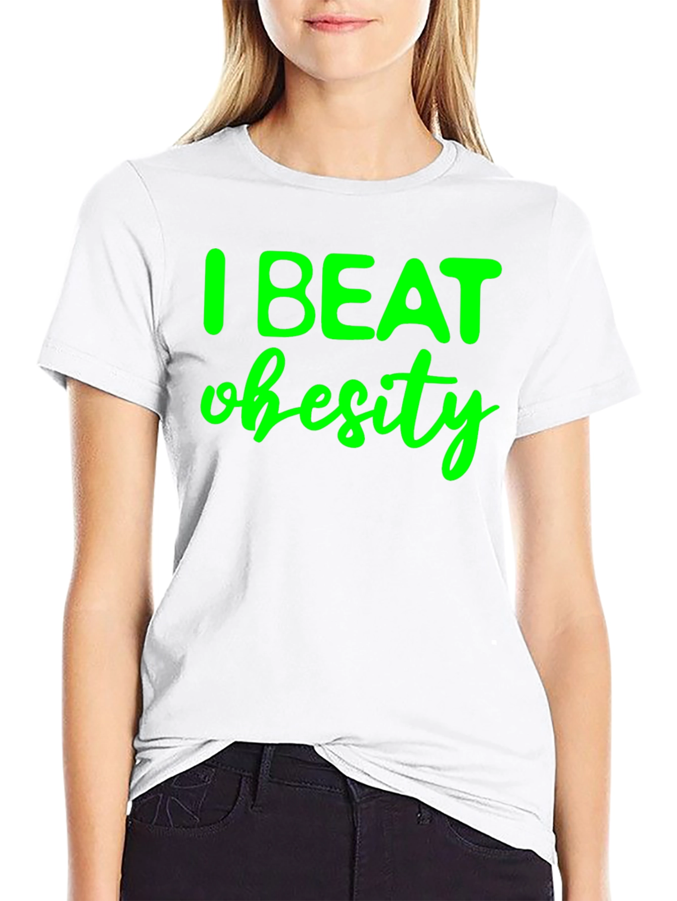 I Beat Obesity Black T-Shirt