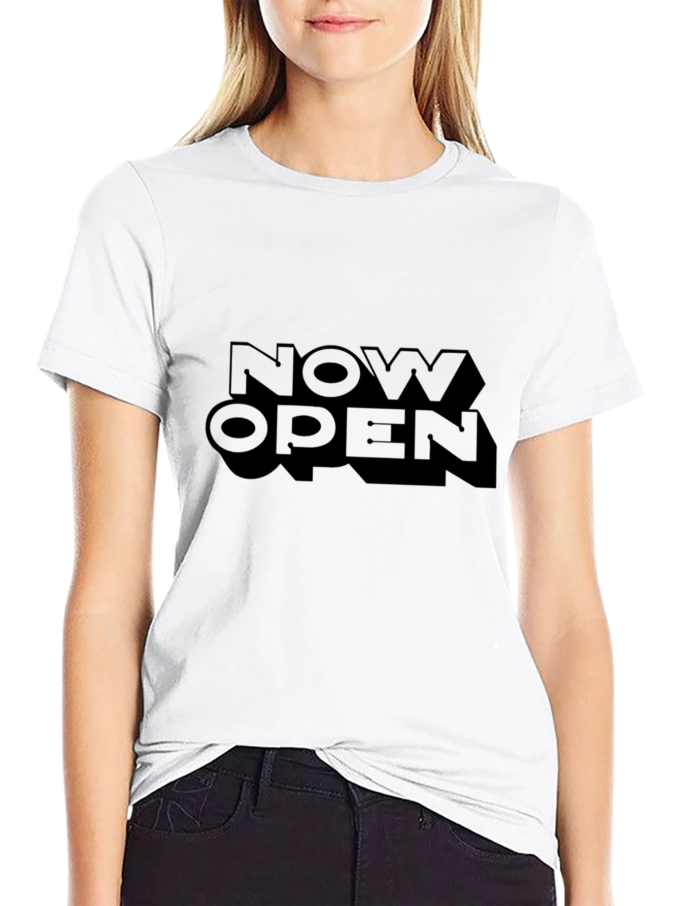 Now Open Black T-Shirt