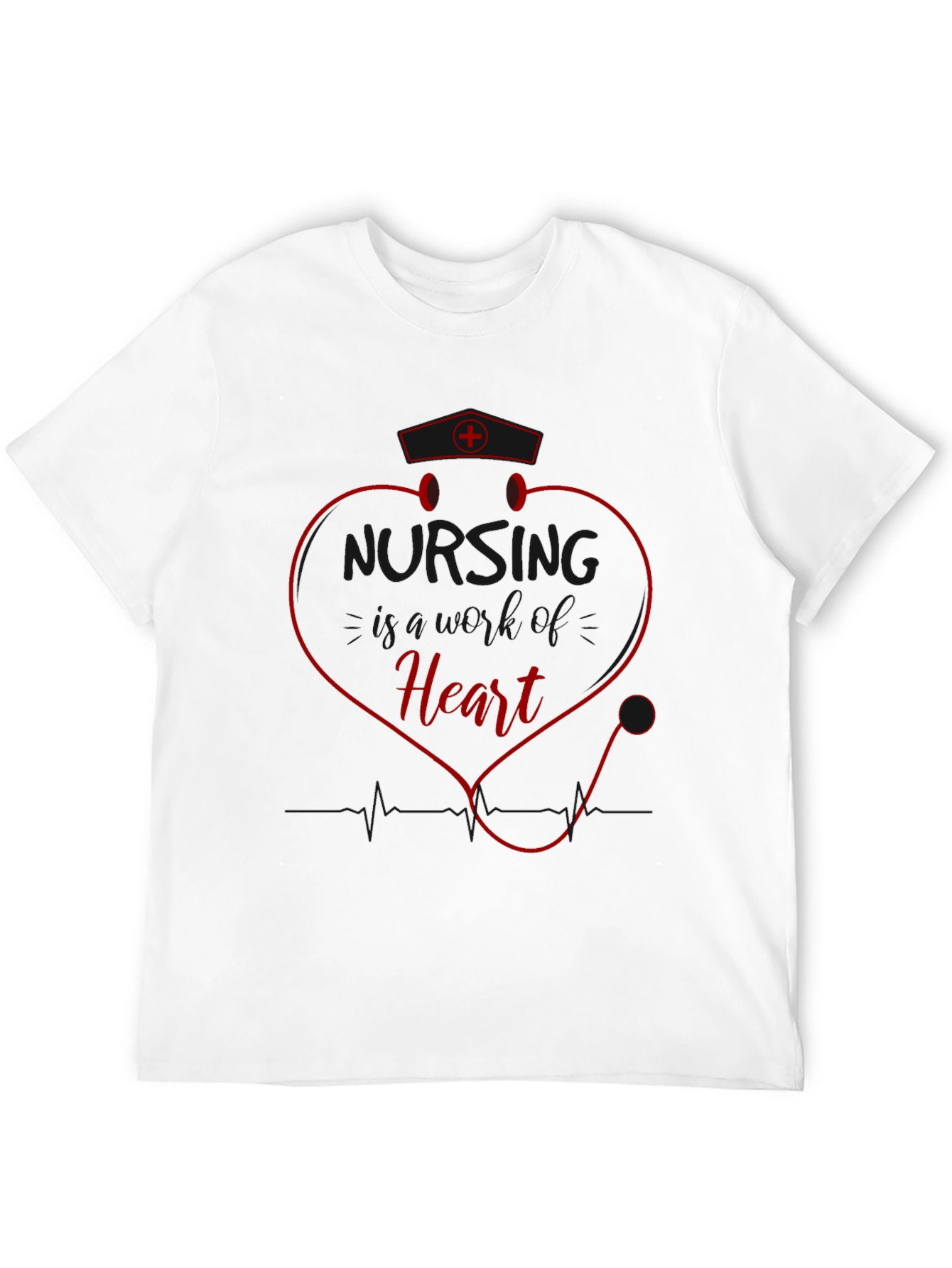 Nurse Heartbeat Stethoscope T-Shirt - Black
