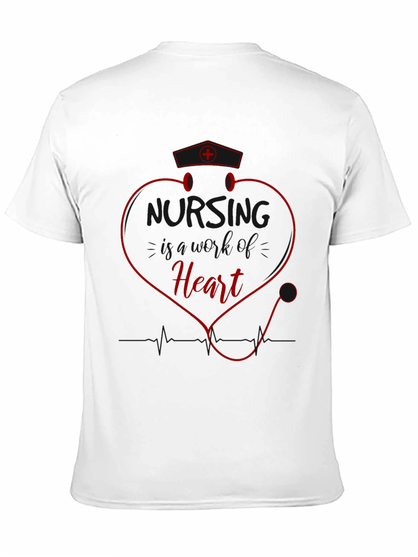 Nurse Heartbeat Stethoscope T-Shirt - Black