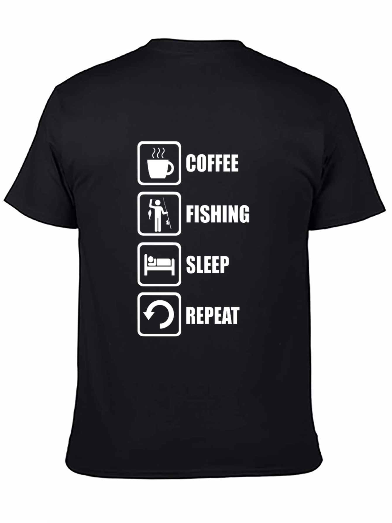 Coffee Fishing Sleep Repeat Black T-Shirt