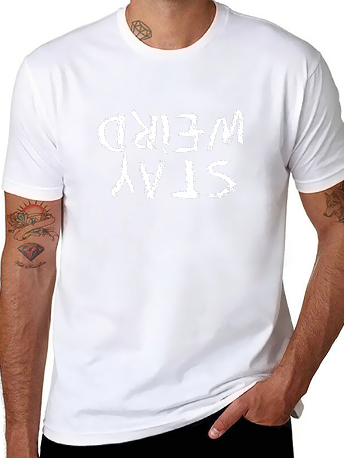 Stay Weird Graphic Tee - Black Cotton T-Shirt