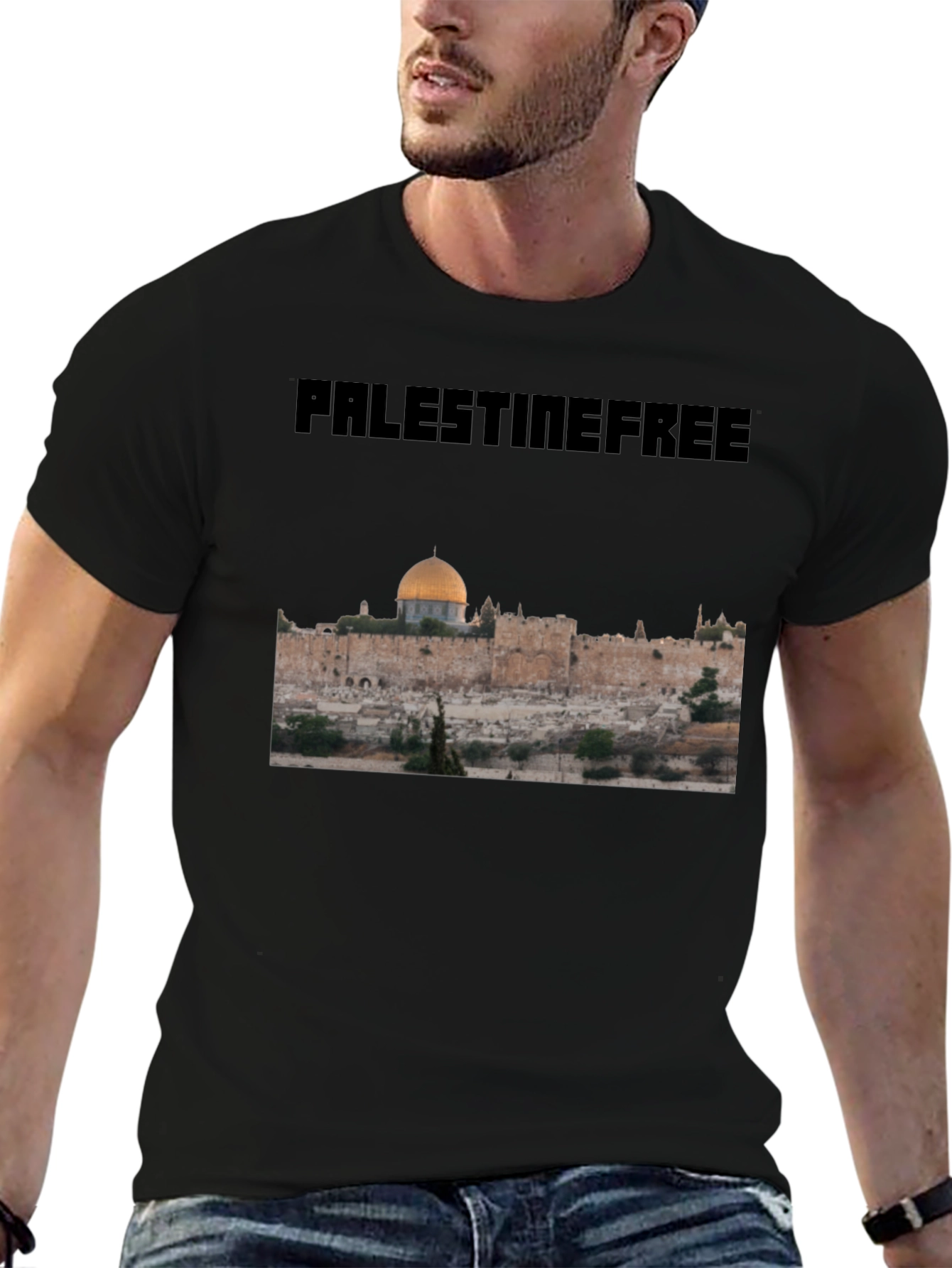 Palestine Free T-Shirt Gold Dome Graphic Political Statement Tee