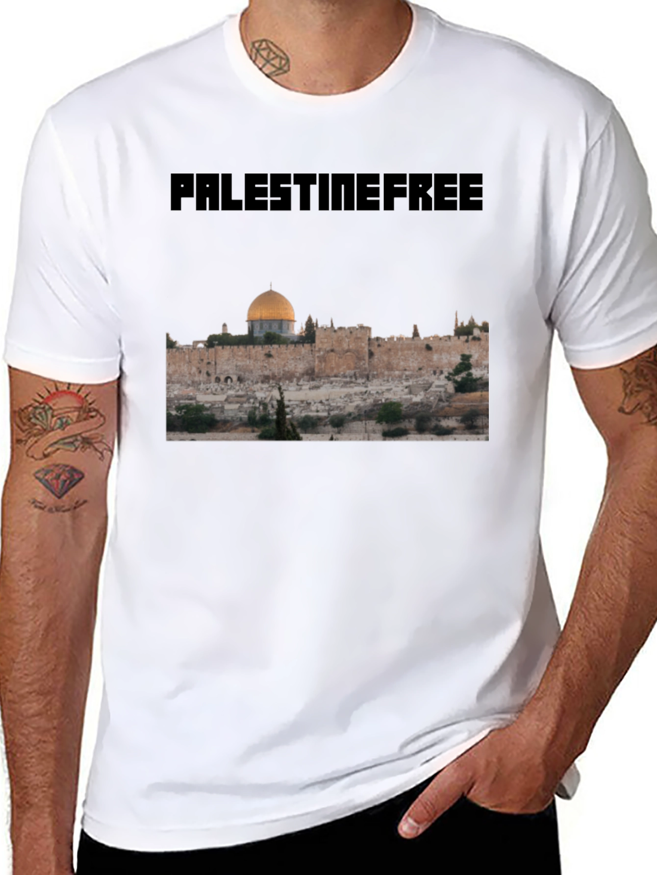 Palestine Free T-Shirt Gold Dome Graphic Political Statement Tee