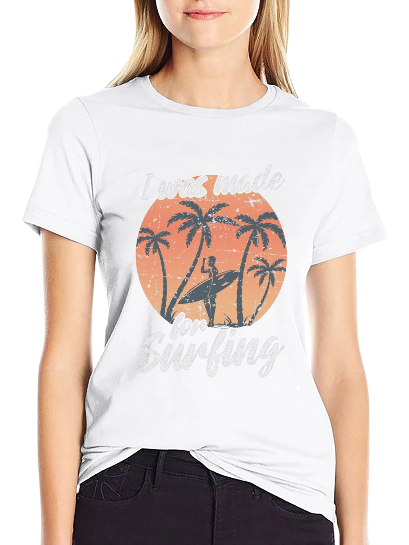 I Was Made For Surfing Black T-Shirt